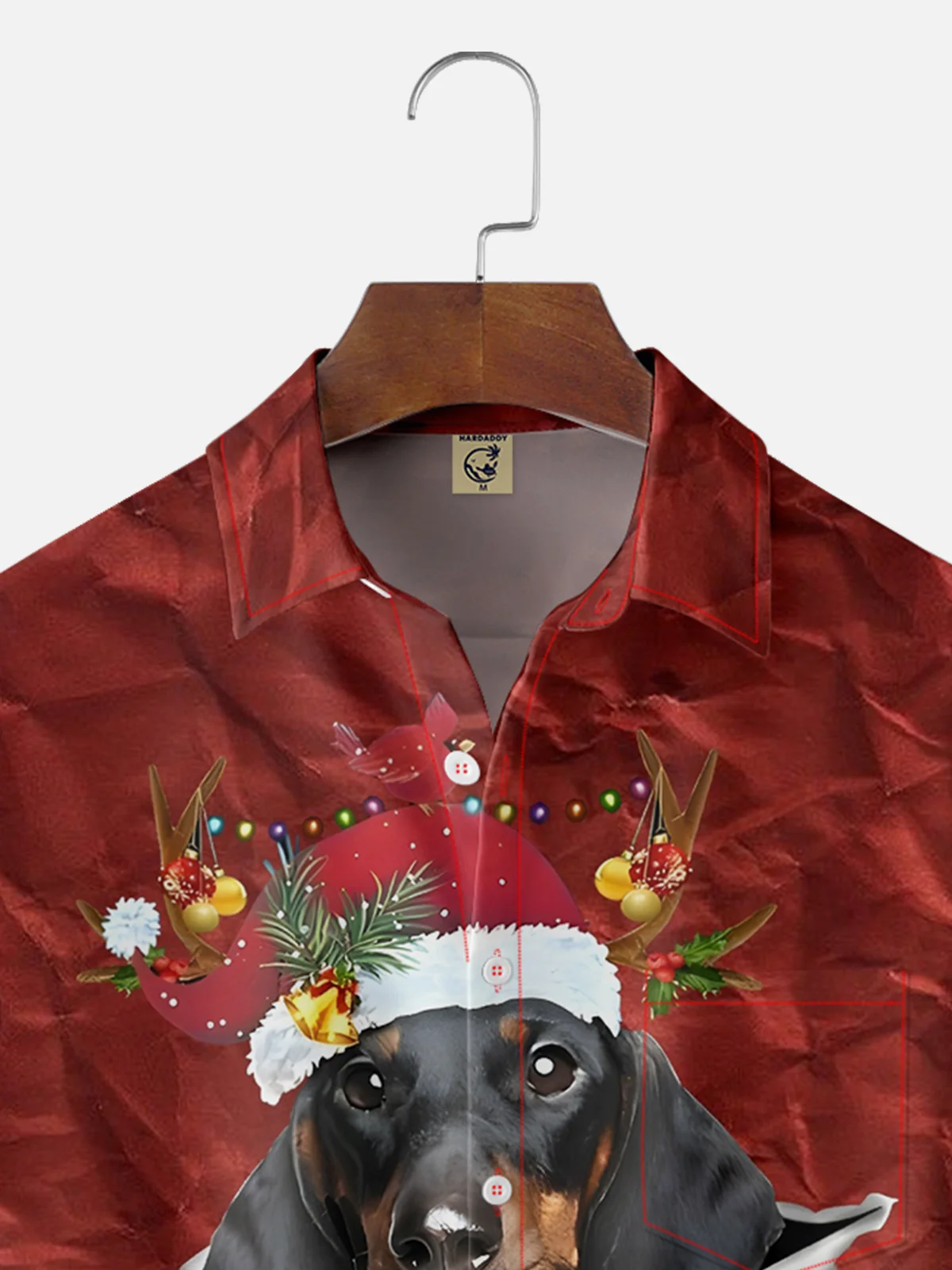 Moisture-wicking Christmas Dachshund Chest Pocket Casual Shirt