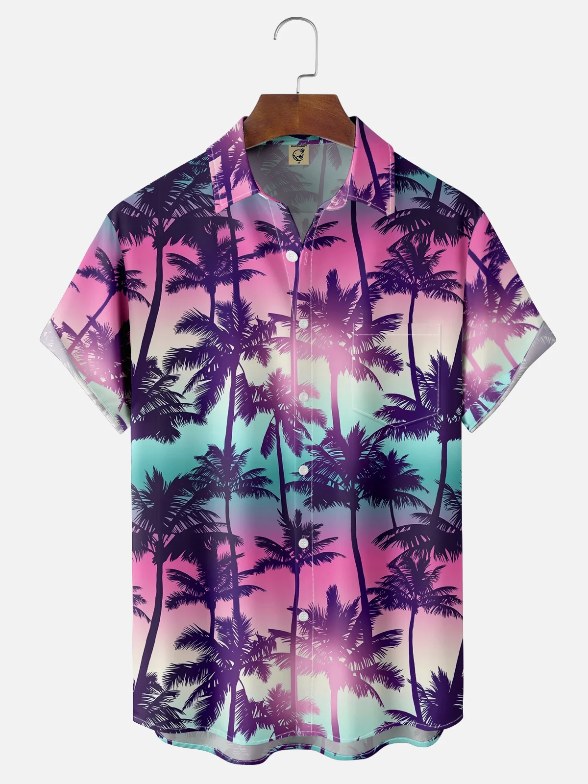 Moisture-wicking Coconut Palm Tree Chest Pocket Hawaiian Shirt