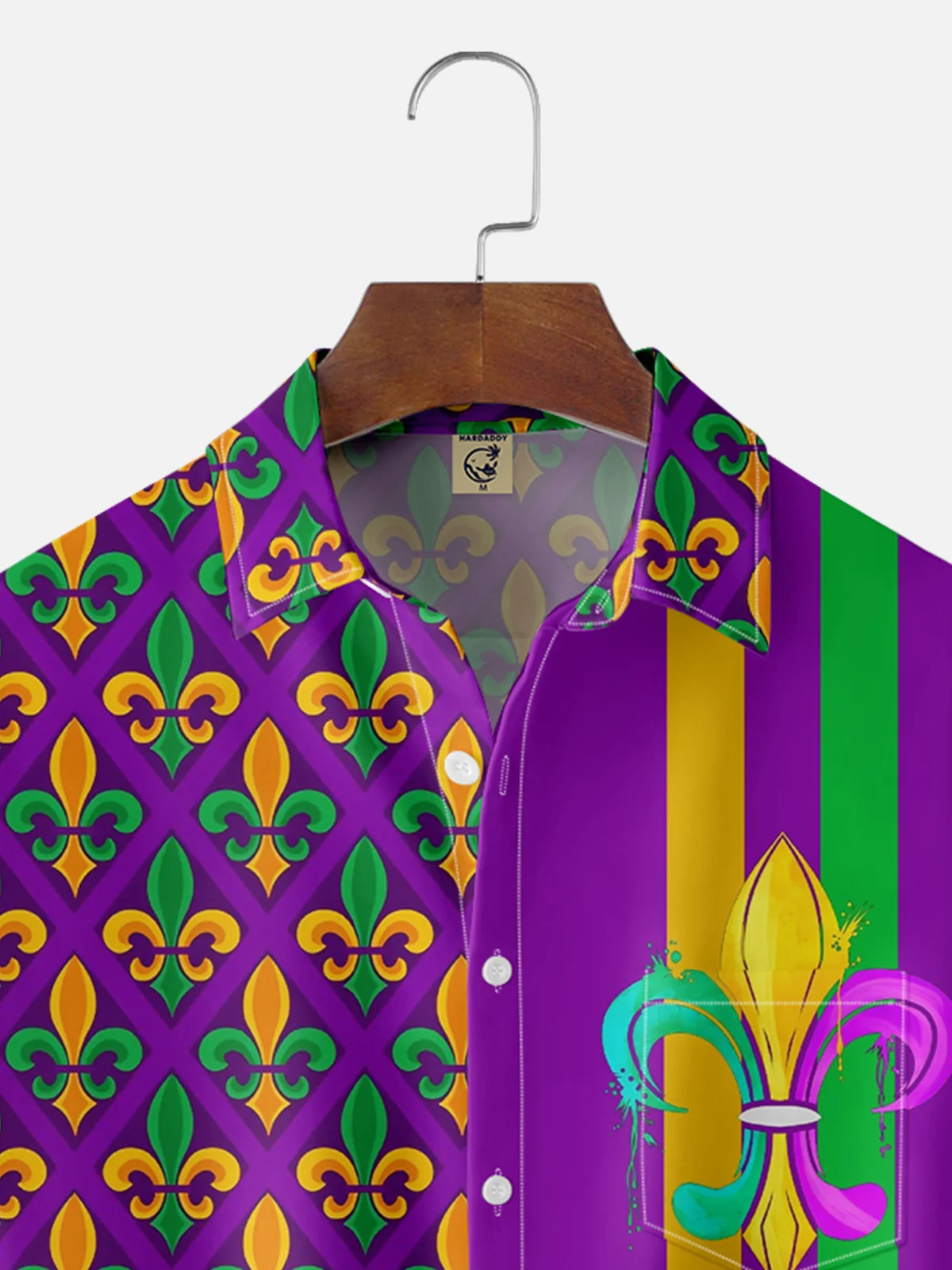 Moisture Wicking Mardi Gras Chest Pocket Casual Shirt