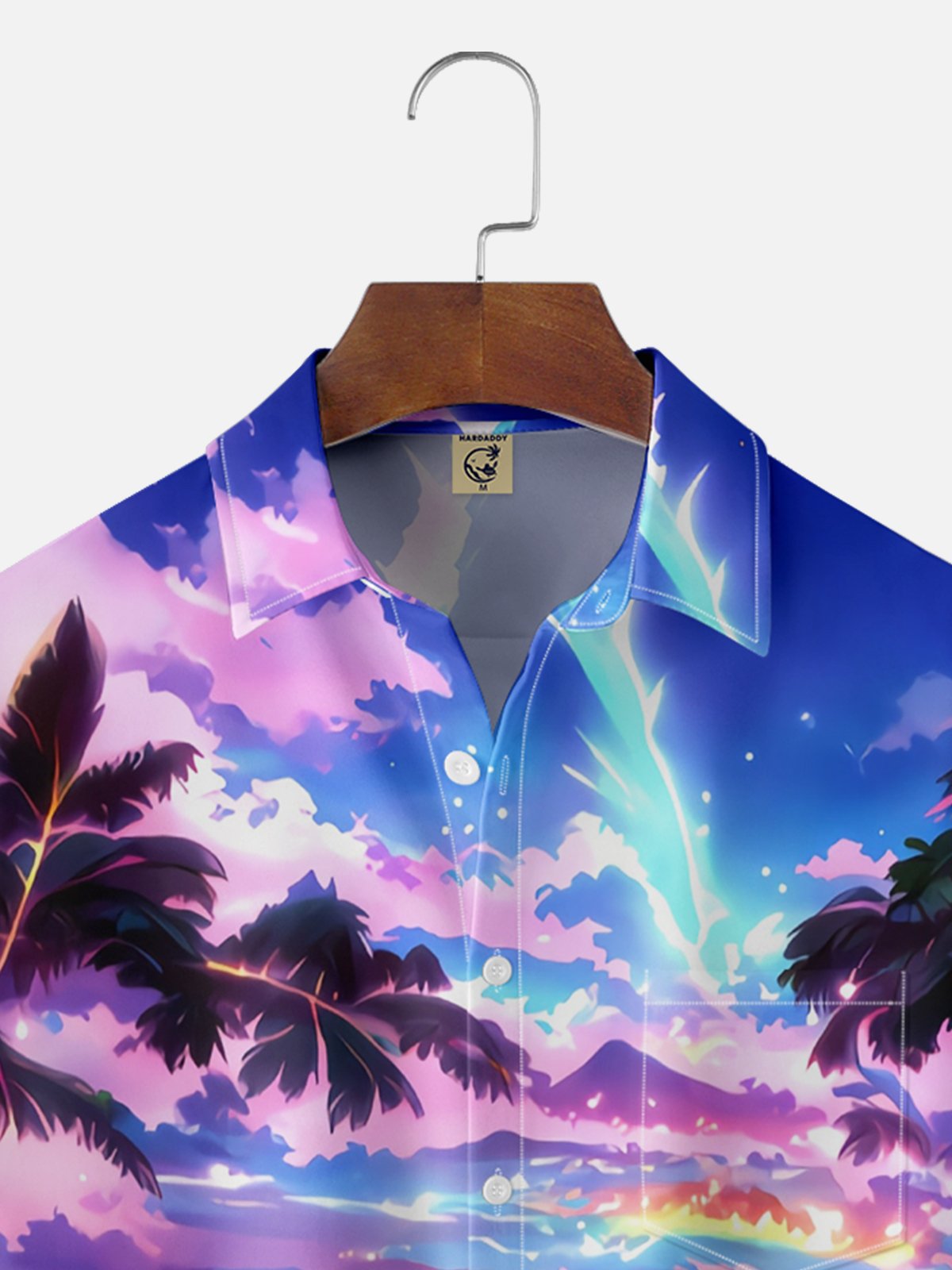 Moisture Wicking Hawaiian Coconut Tree Chest Pocket Casual Shirt