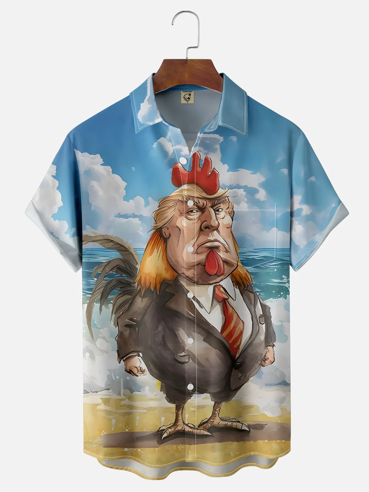 Moisture Wicking Hawaiian Trump Chicken Chest Pocket Casual Shirt