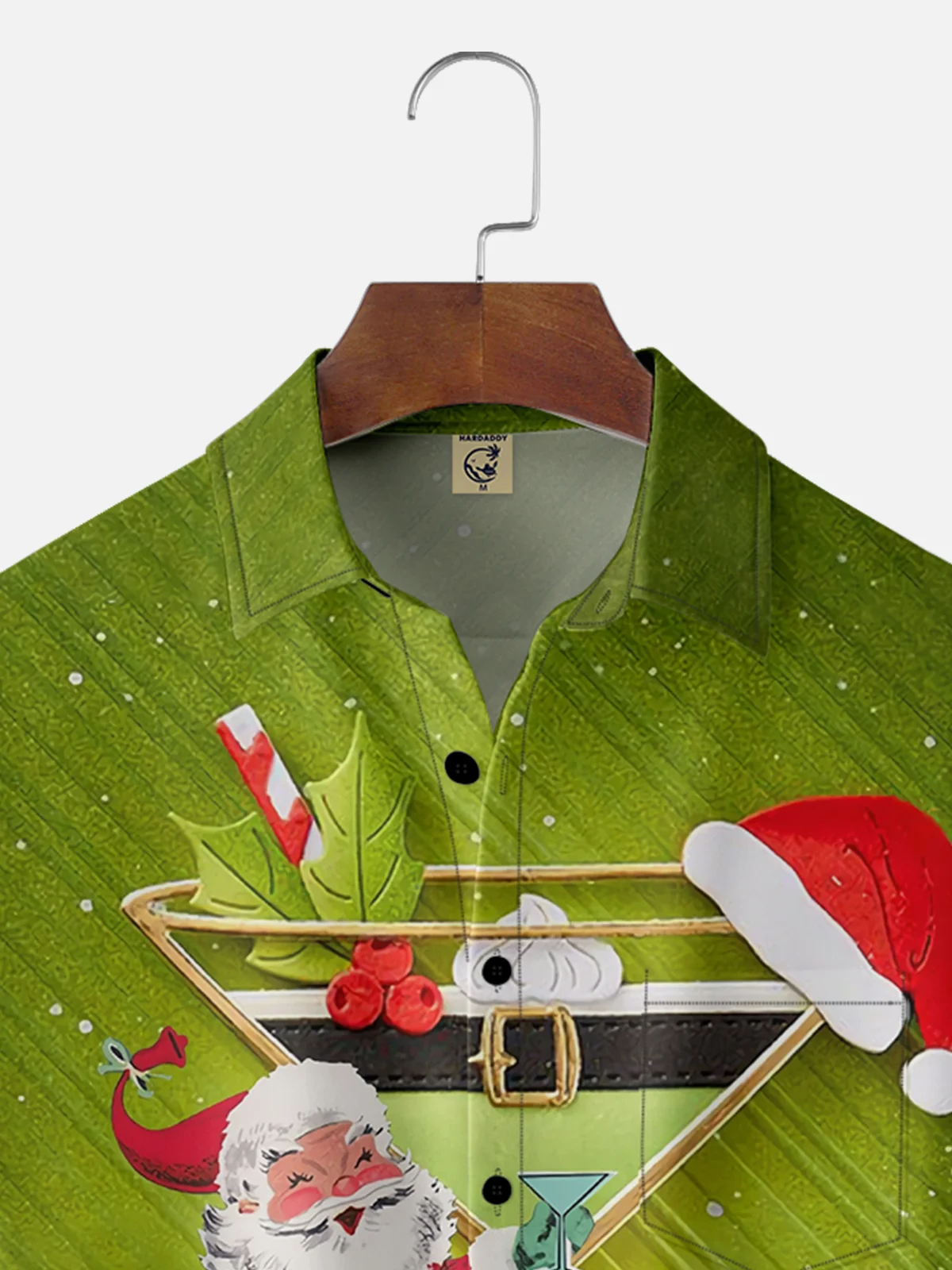 Moisture-wicking Christmas Santa Cocktail Chest Pocket Casual Shirt