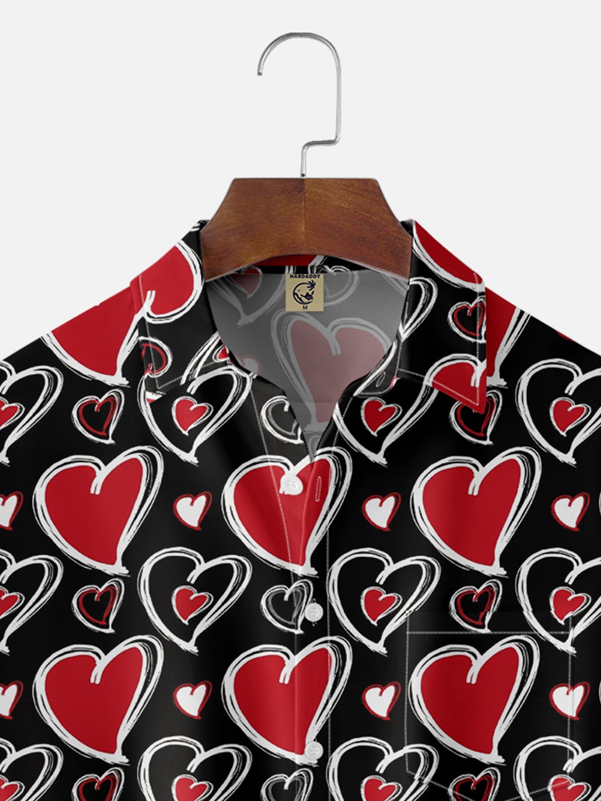 Moisture Wicking Valentine's Day Heart Chest Pocket Casual Shirt