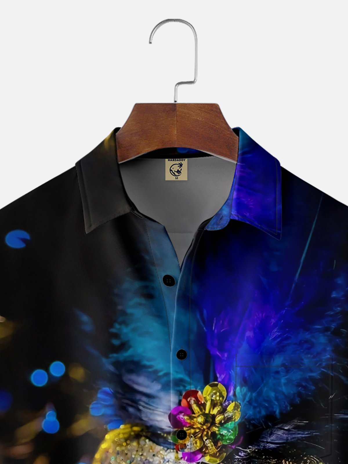 Moisture-wicking Mardi Gras Carnival Mask Chest Pocket Casual Shirt
