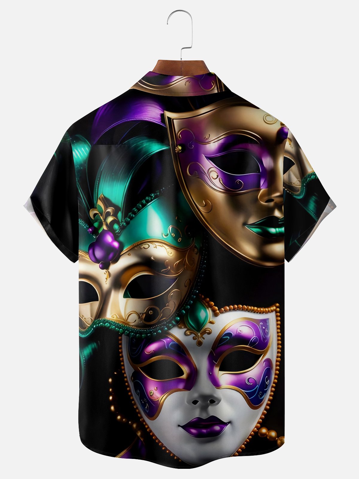 Moisture-wicking Mardi Gras Carnival Mask Chest Pocket Casual Shirt