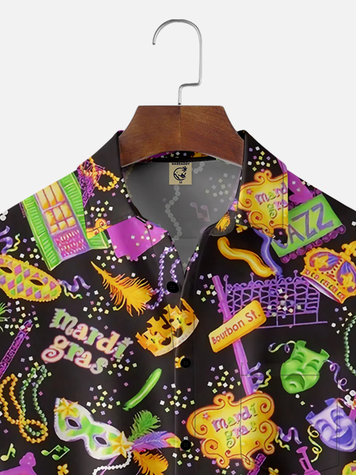 Moisture-wicking Mardi Gras Carnival Mask Chest Pocket Casual Shirt