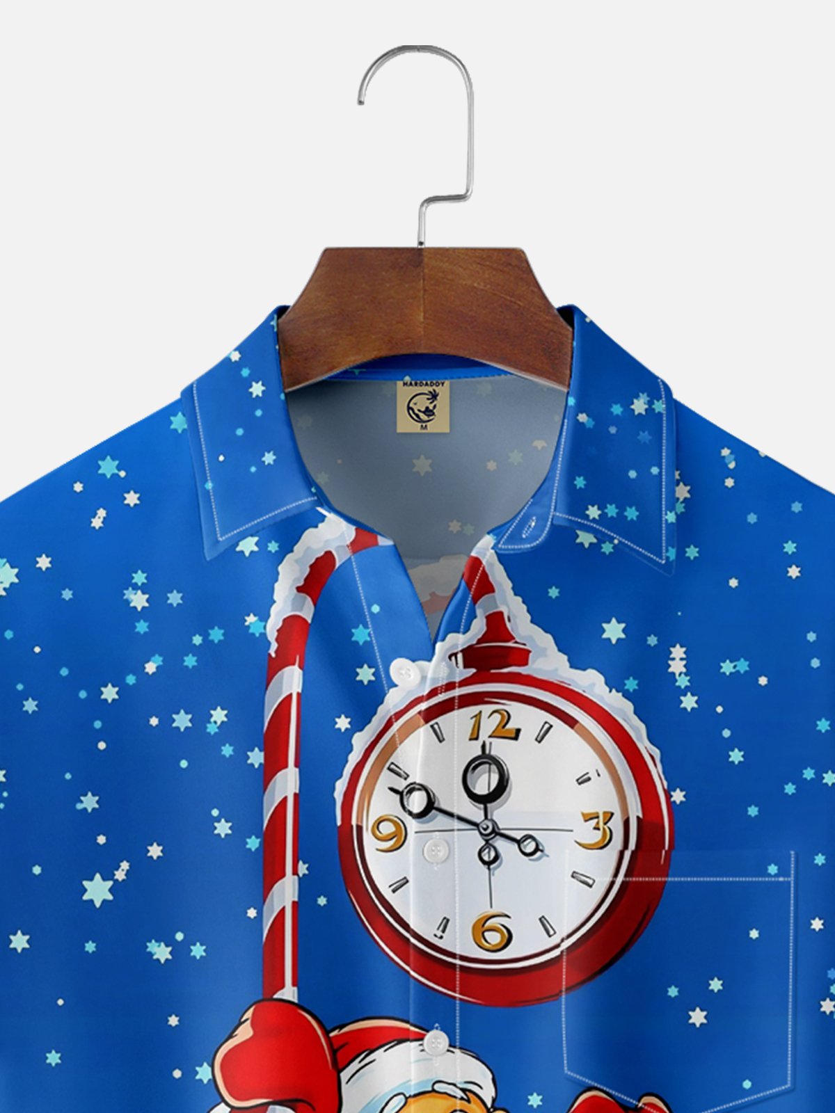 Moisture-wicking Christmas Santa Claus Chest Pocket Casual Shirt