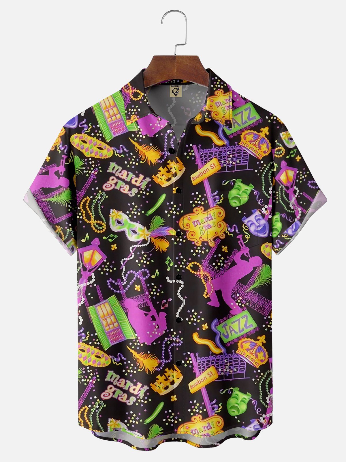 Moisture-wicking Mardi Gras Carnival Mask Chest Pocket Casual Shirt