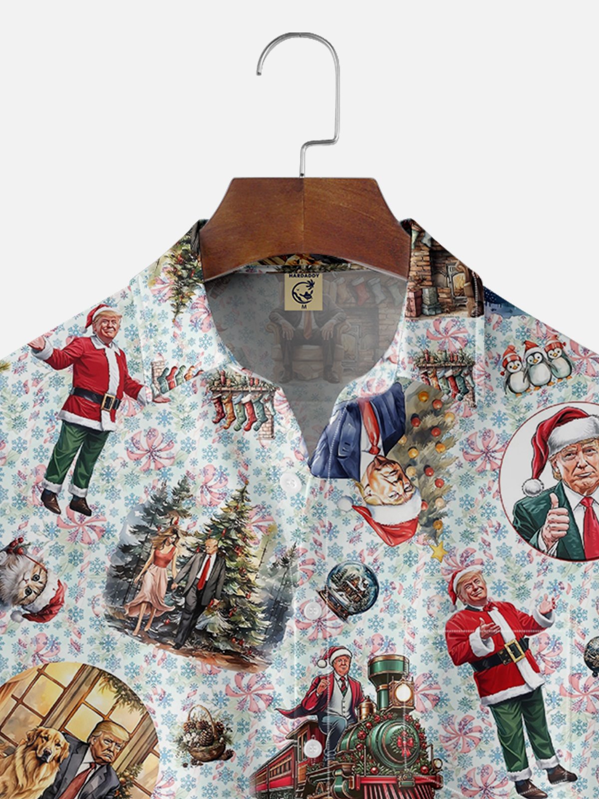 Moisture-wicking Christmas Trump Santa Claus Chest Pocket Hawaiian Shirt