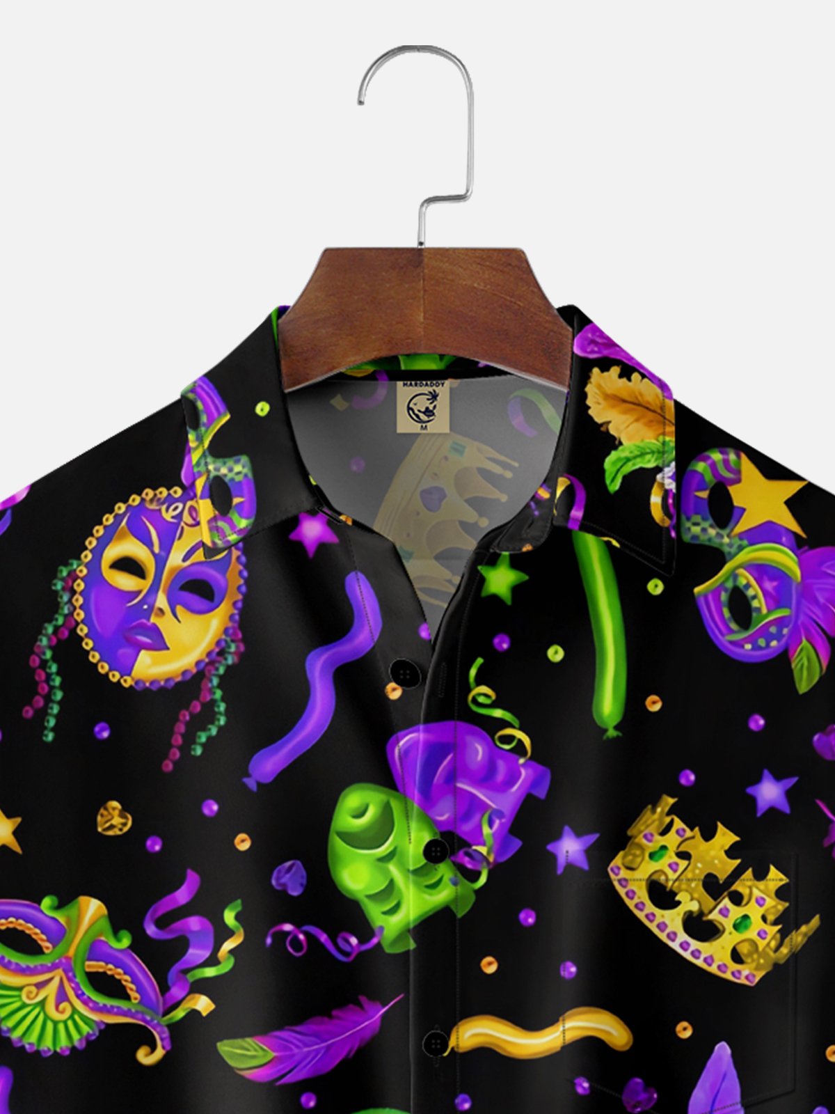 Moisture-wicking Mardi Gras Carnival Mask Chest Pocket Casual Shirt