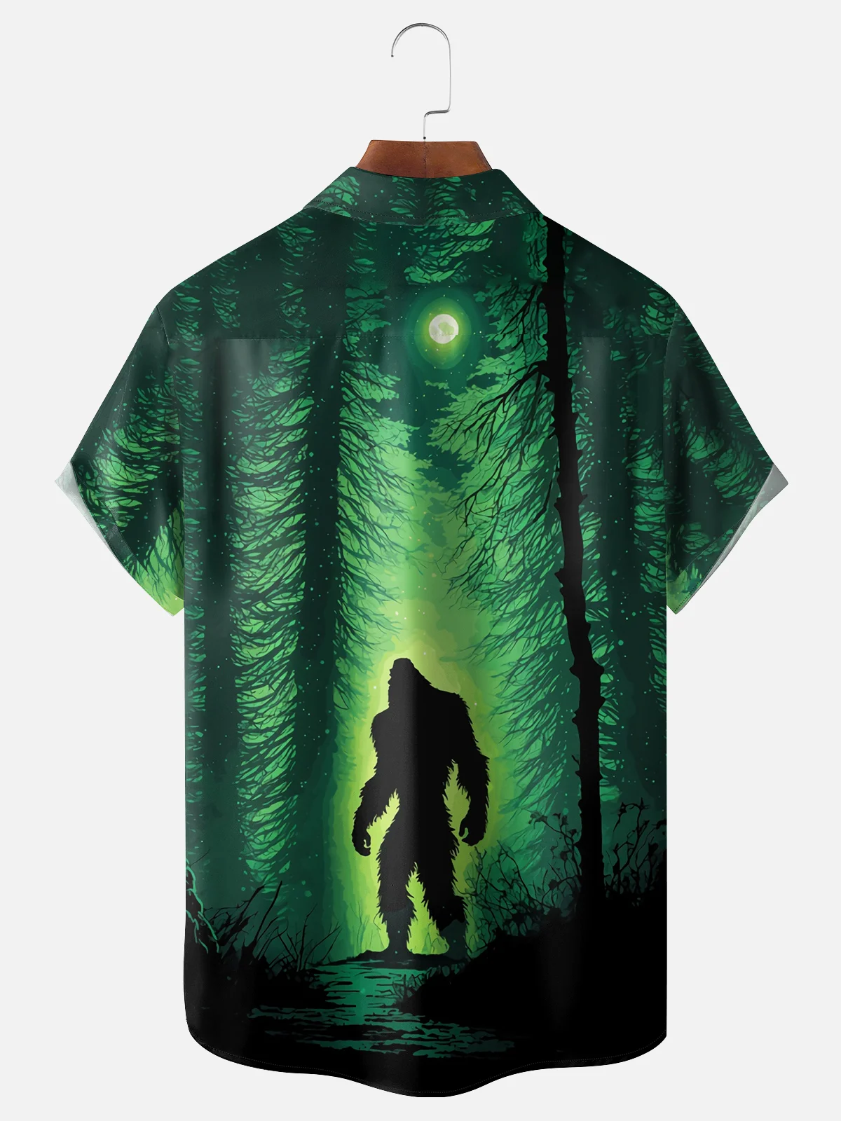 Moisture Wicking Hawaiian Bigfoot Chest Pocket Casual Shirt