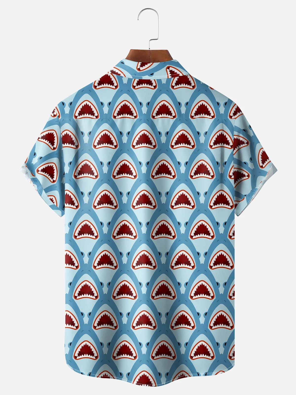 Moisture Wicking Hawaiian Sharks Chest Pocket Casual Shirt