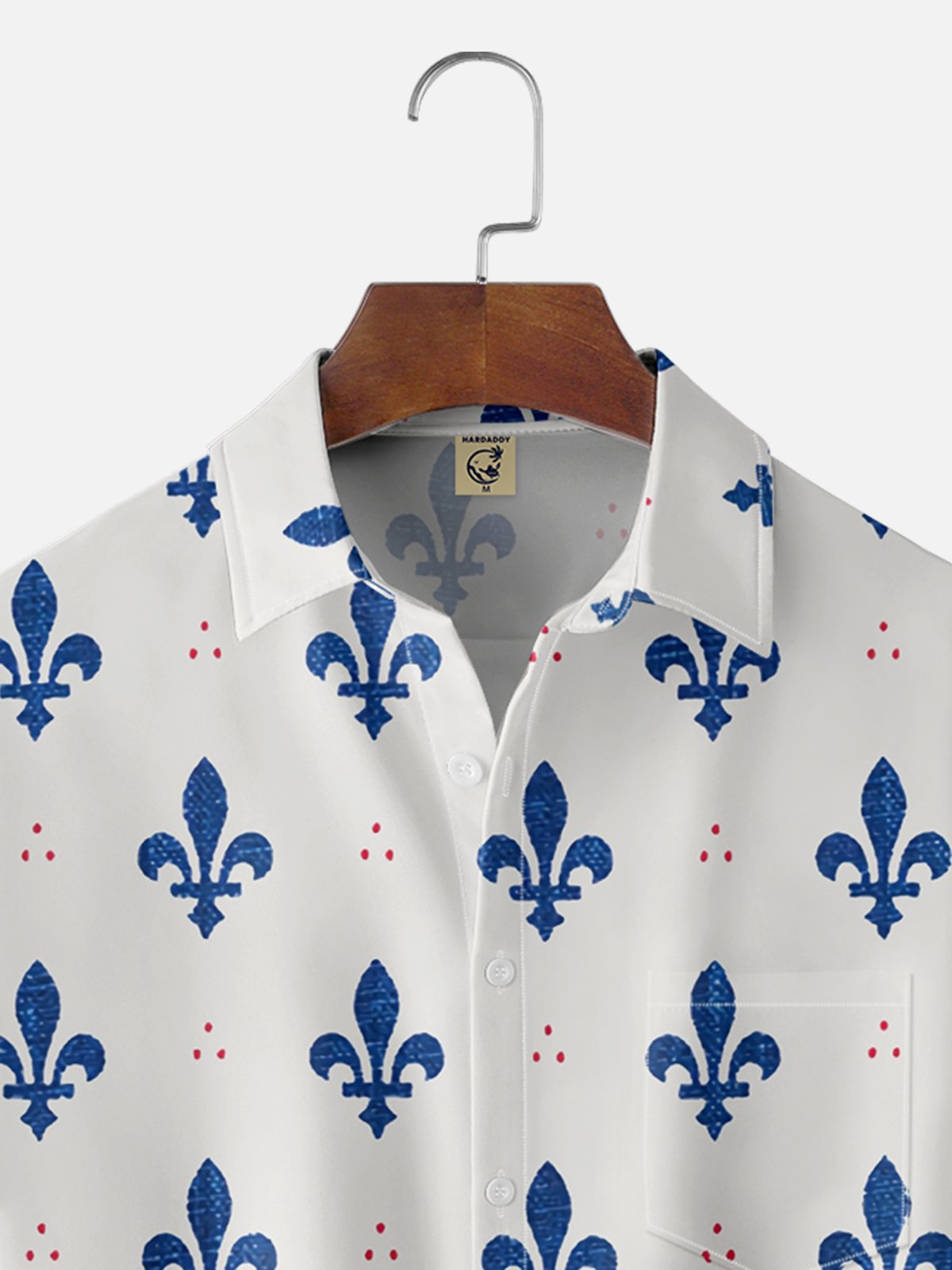 Mens Fleur de lis Print Casual Breathable Short Sleeve Hawaiian Shirts