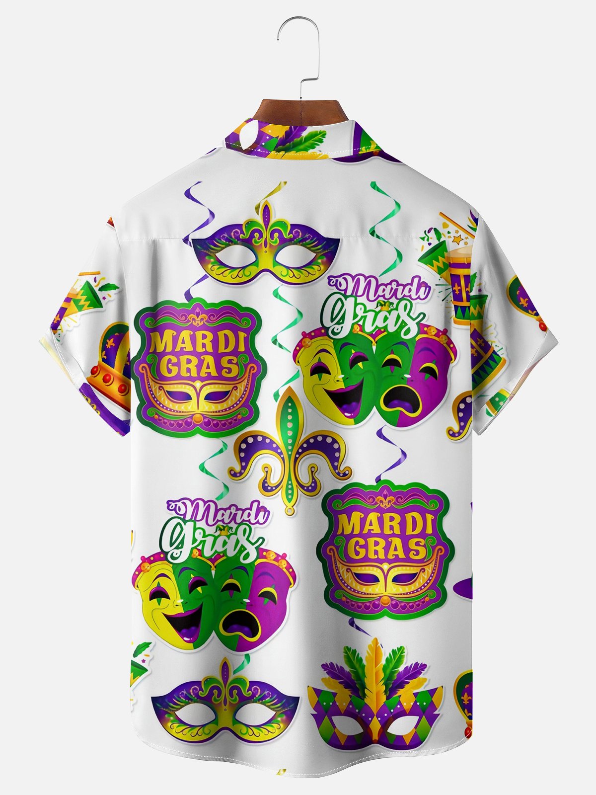 Moisture-wicking Mardi Gras Mask Fleur de Lis Celebration Chest Pocket Casual Shirt