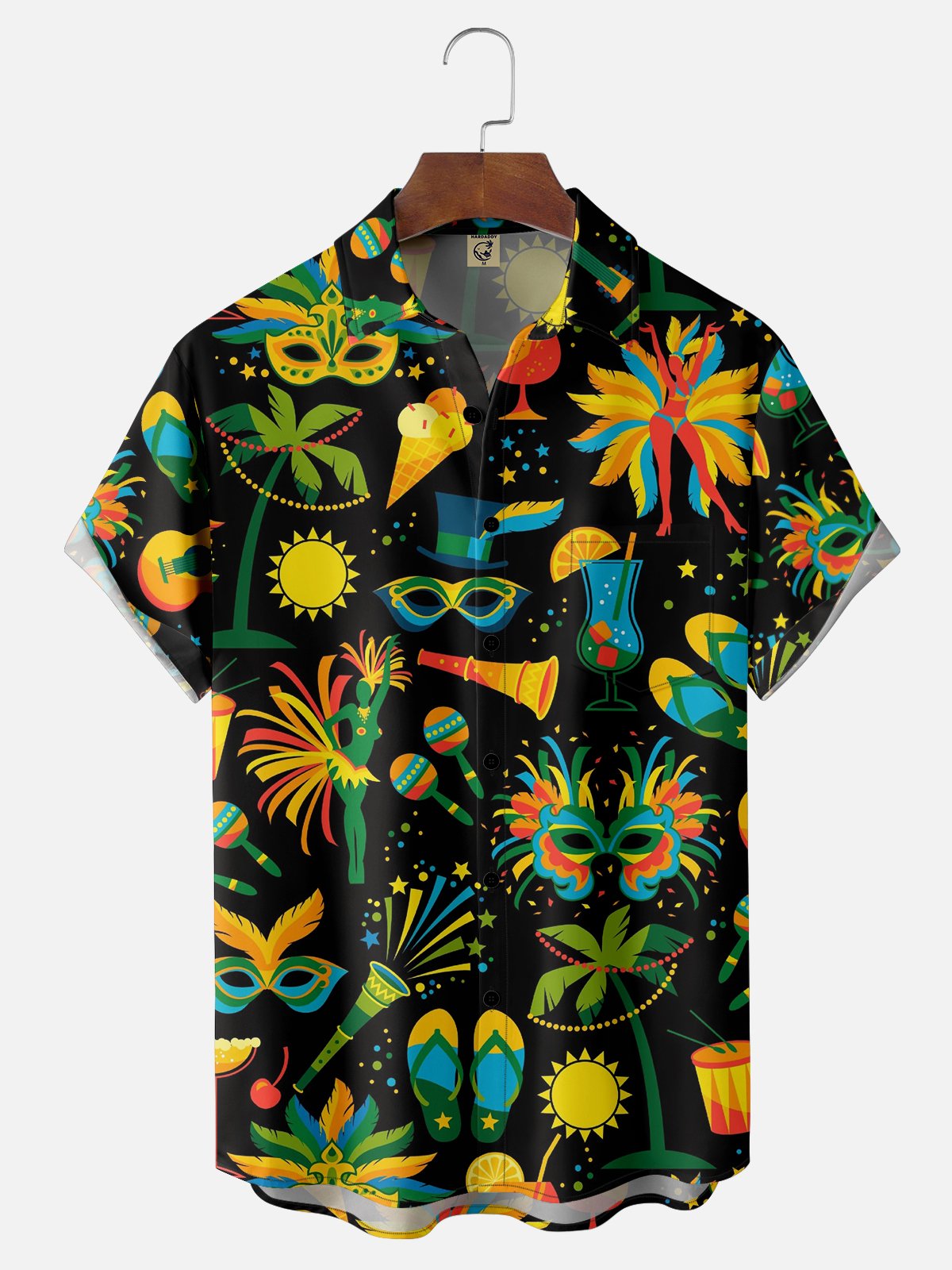 Mardi Gras Graphic Casual Breathable Short Sleeve Hawaiian Shirts