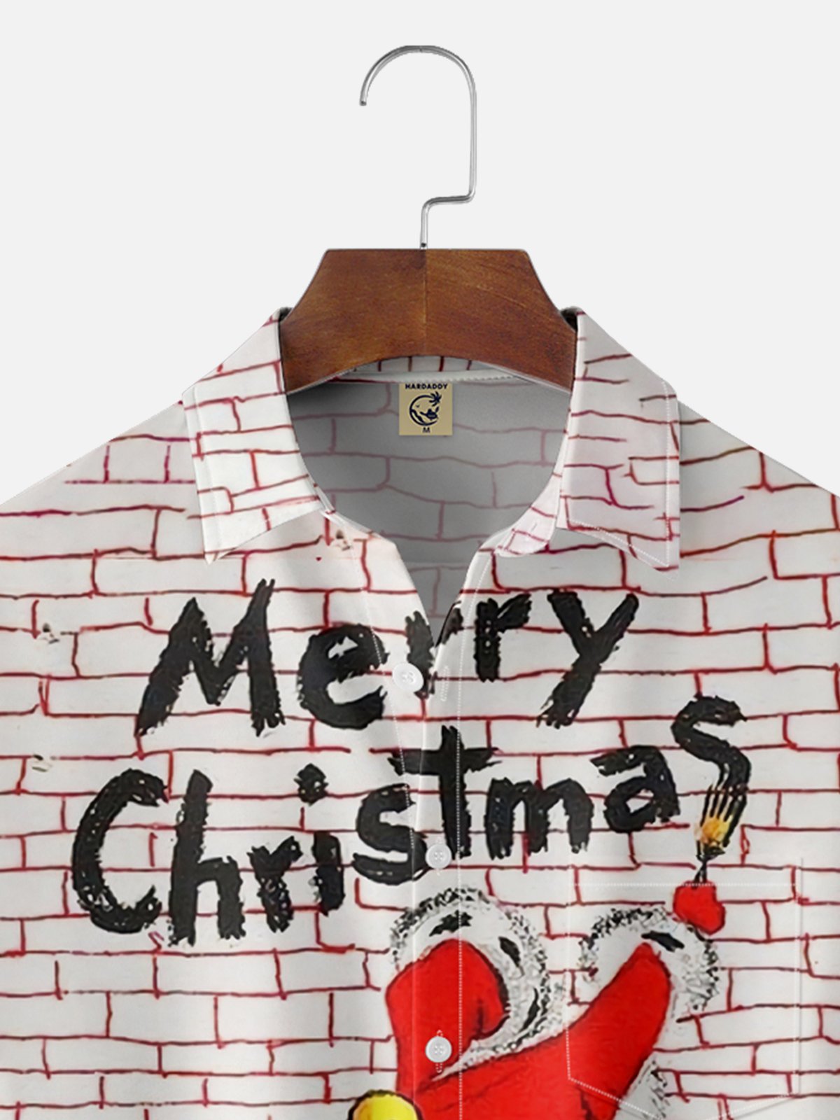 Moisture-wicking Christmas Santa Claus Chest Pocket Casual Shirt