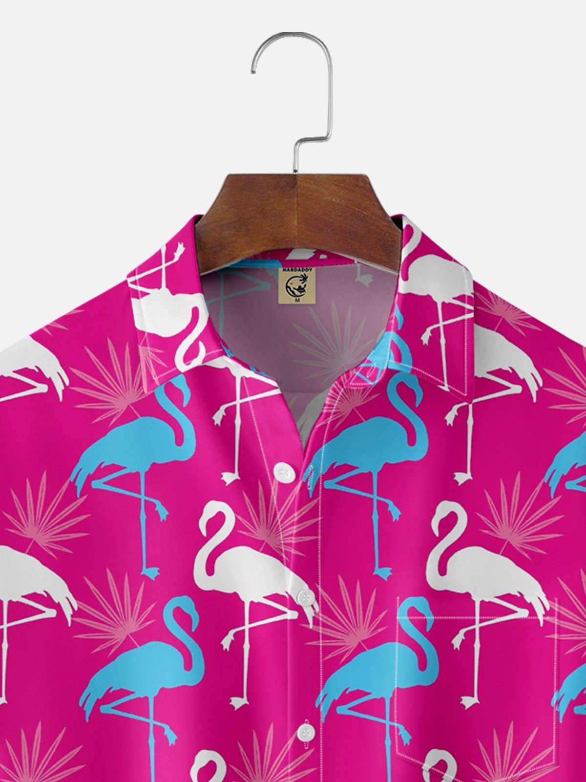 Moisture Wicking Hawaiian Flamingo Chest Pocket Casual Shirt