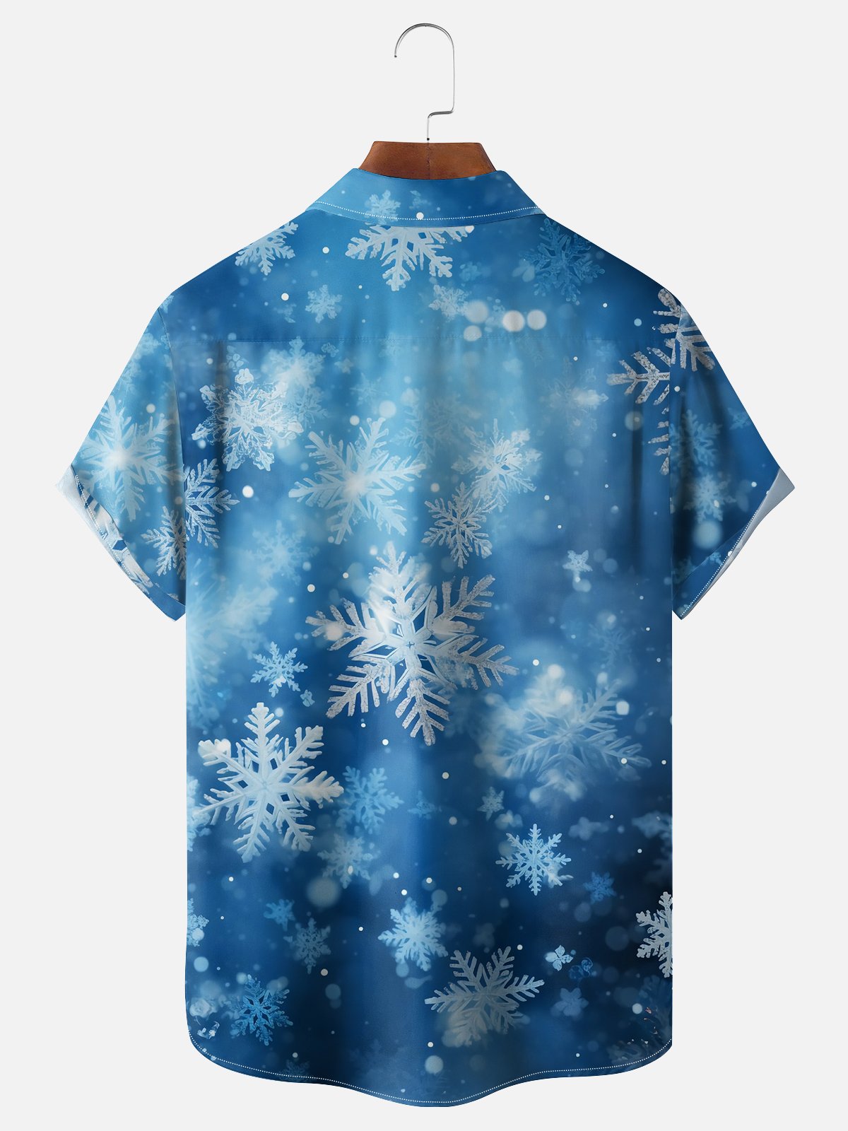 Moisture-wicking Christmas Snowflake Chest Pocket Casual Shirt