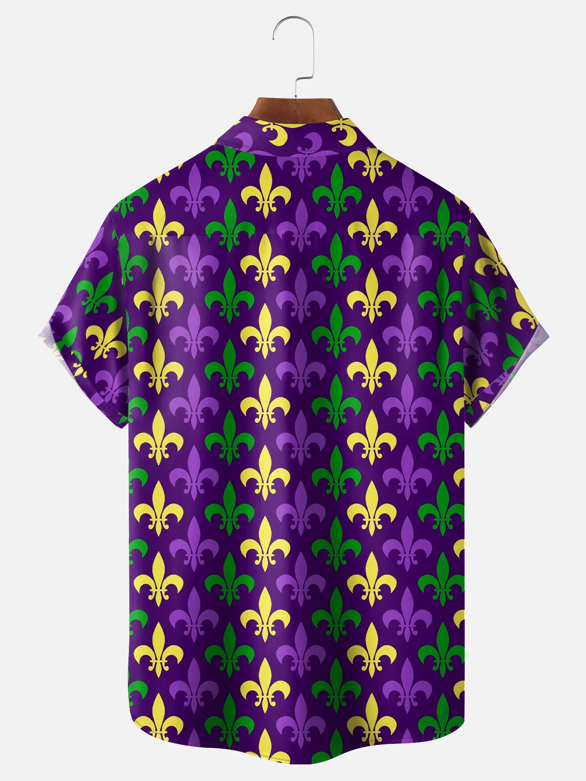 Moisture-wicking Mardi Gras Carnival Fleur de Lis Lily Floral Chest Pocket Casual Shirt