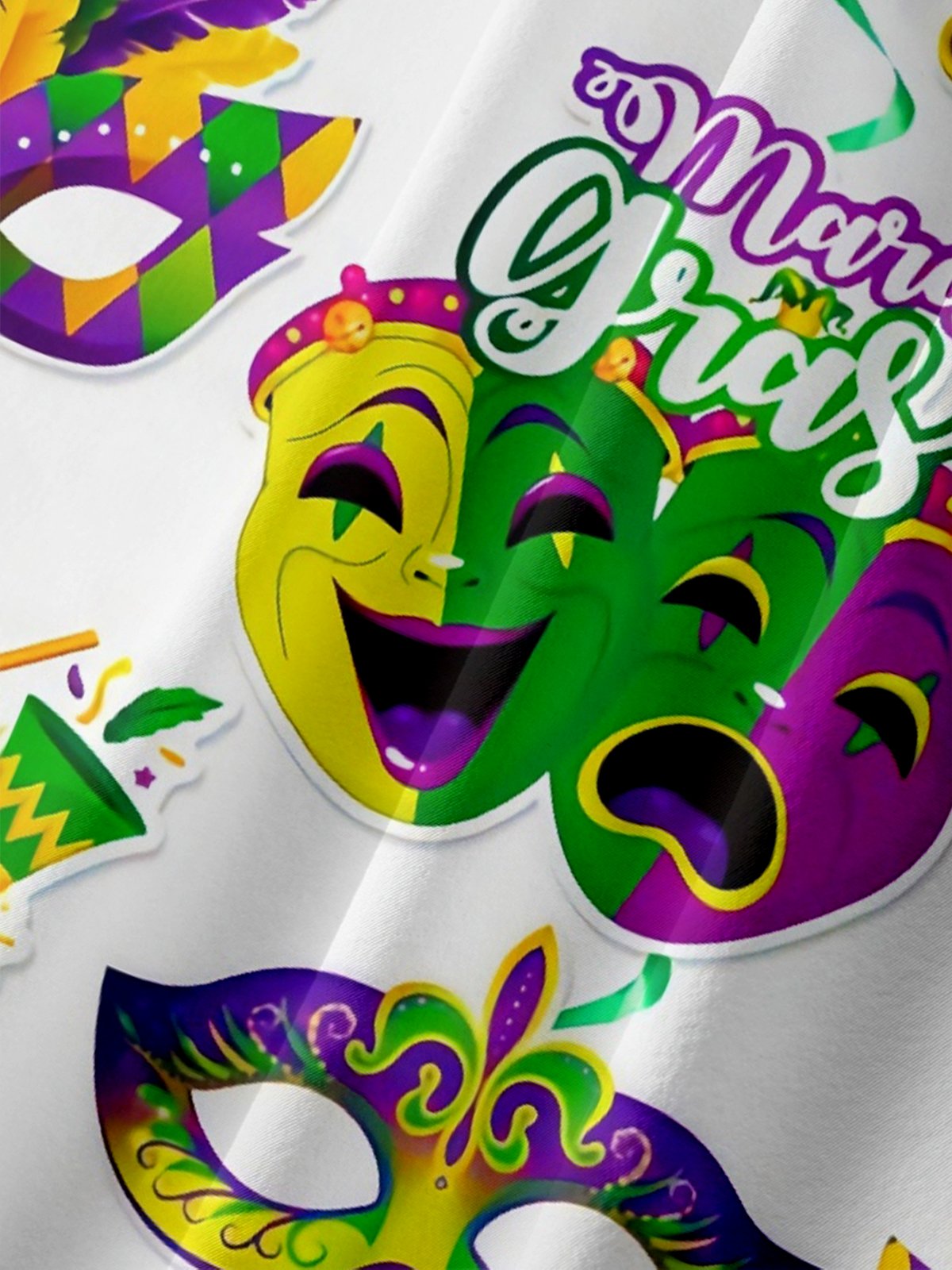 Moisture-wicking Mardi Gras Mask Fleur de Lis Celebration Chest Pocket Casual Shirt