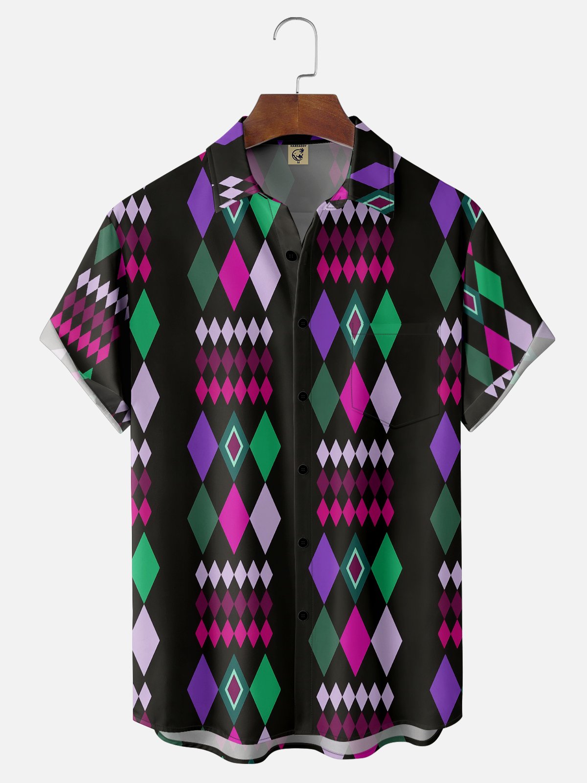 Holiday Leisure Festival Elements Carnival Geometric Gradient Pattern Hawaiian Print Shirt Top