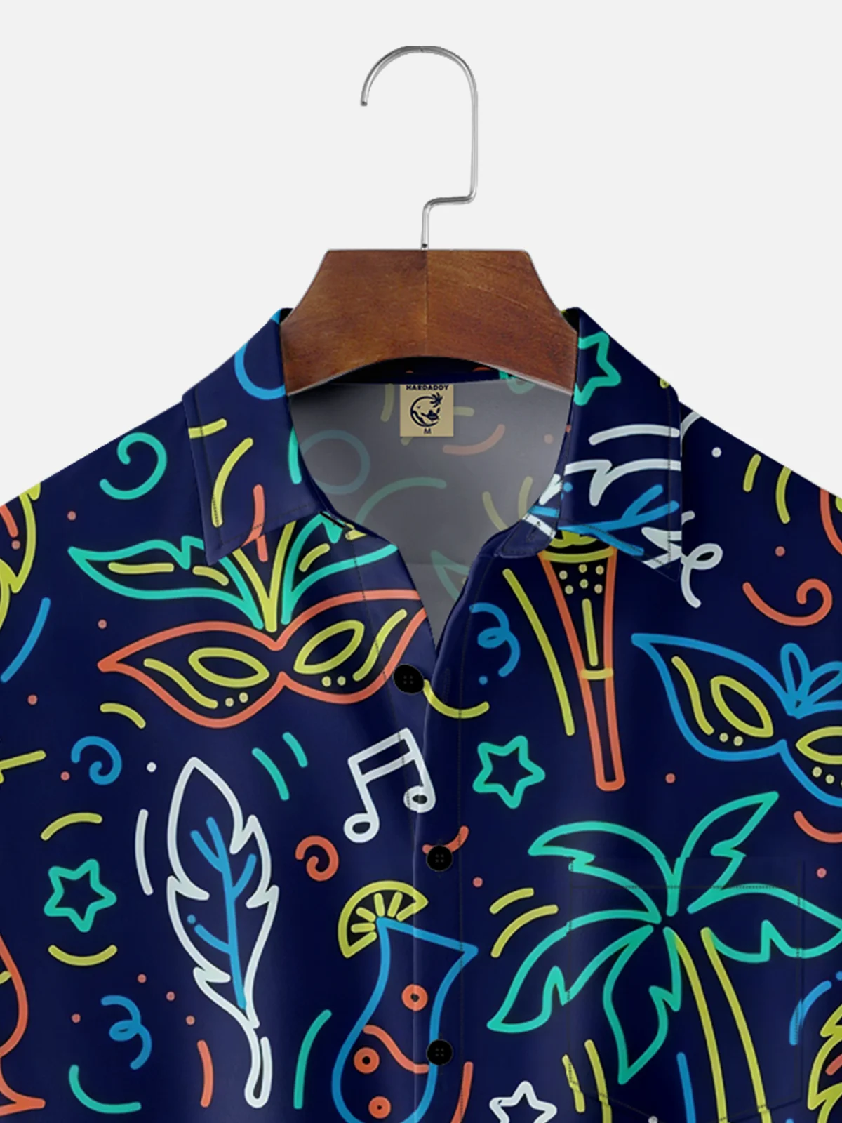 Mens Mardi Gras Carnival Print Casual Breathable Short Sleeve Hawaiian Shirts