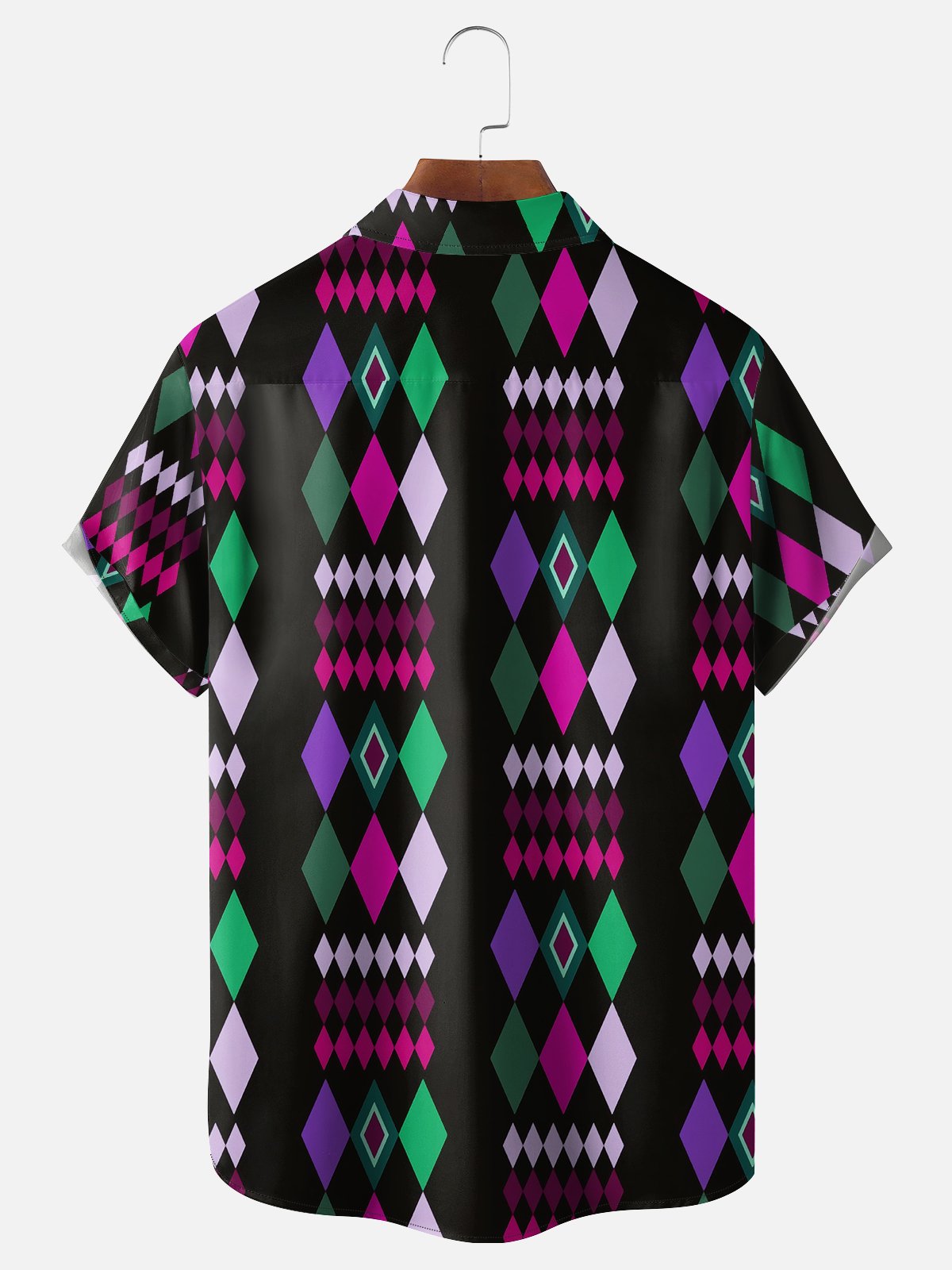 Holiday Leisure Festival Elements Carnival Geometric Gradient Pattern Hawaiian Print Shirt Top