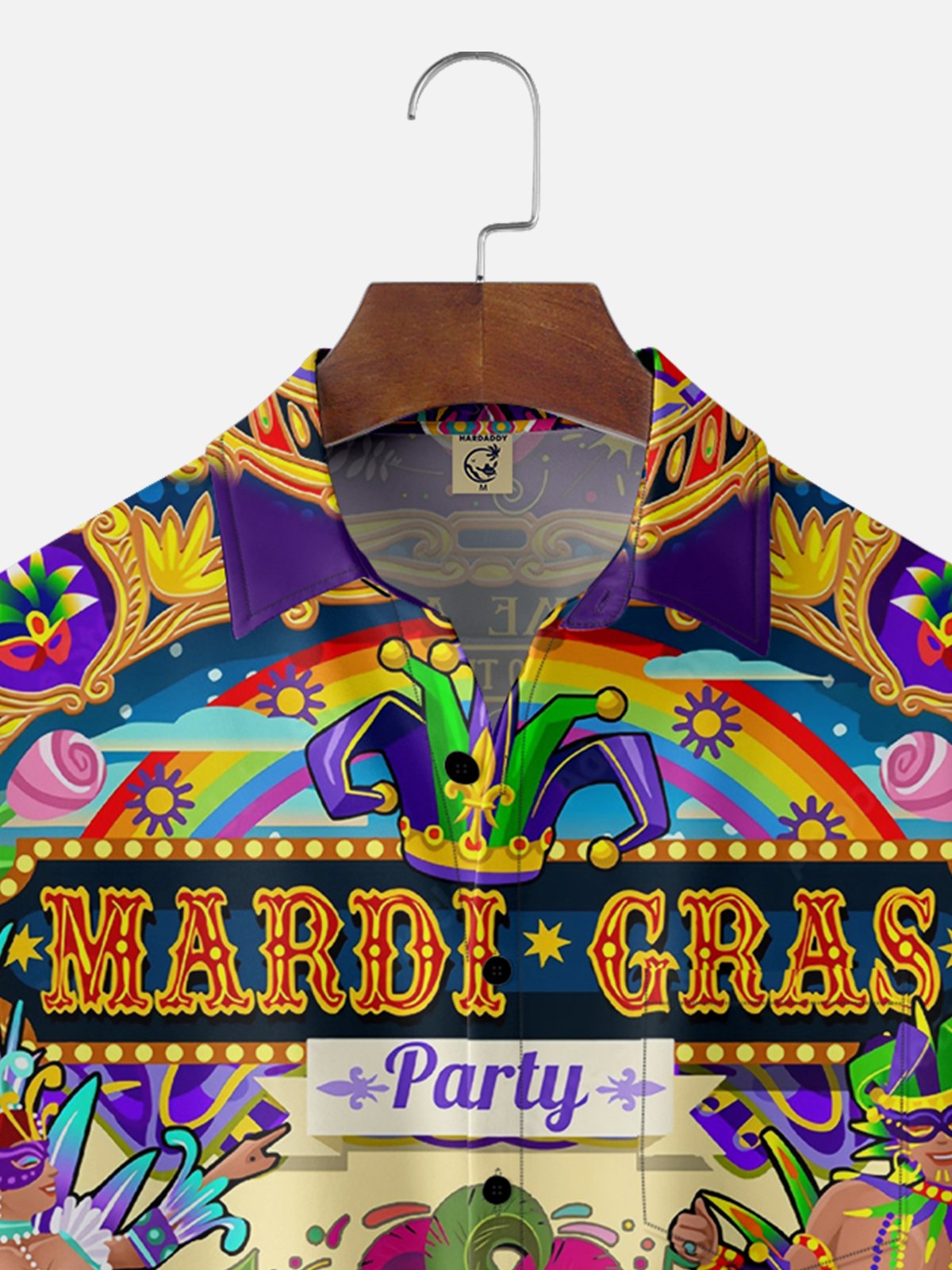 Moisture-wicking Mardi Gras Mask Guitar Chest Pocket Casual Shirt