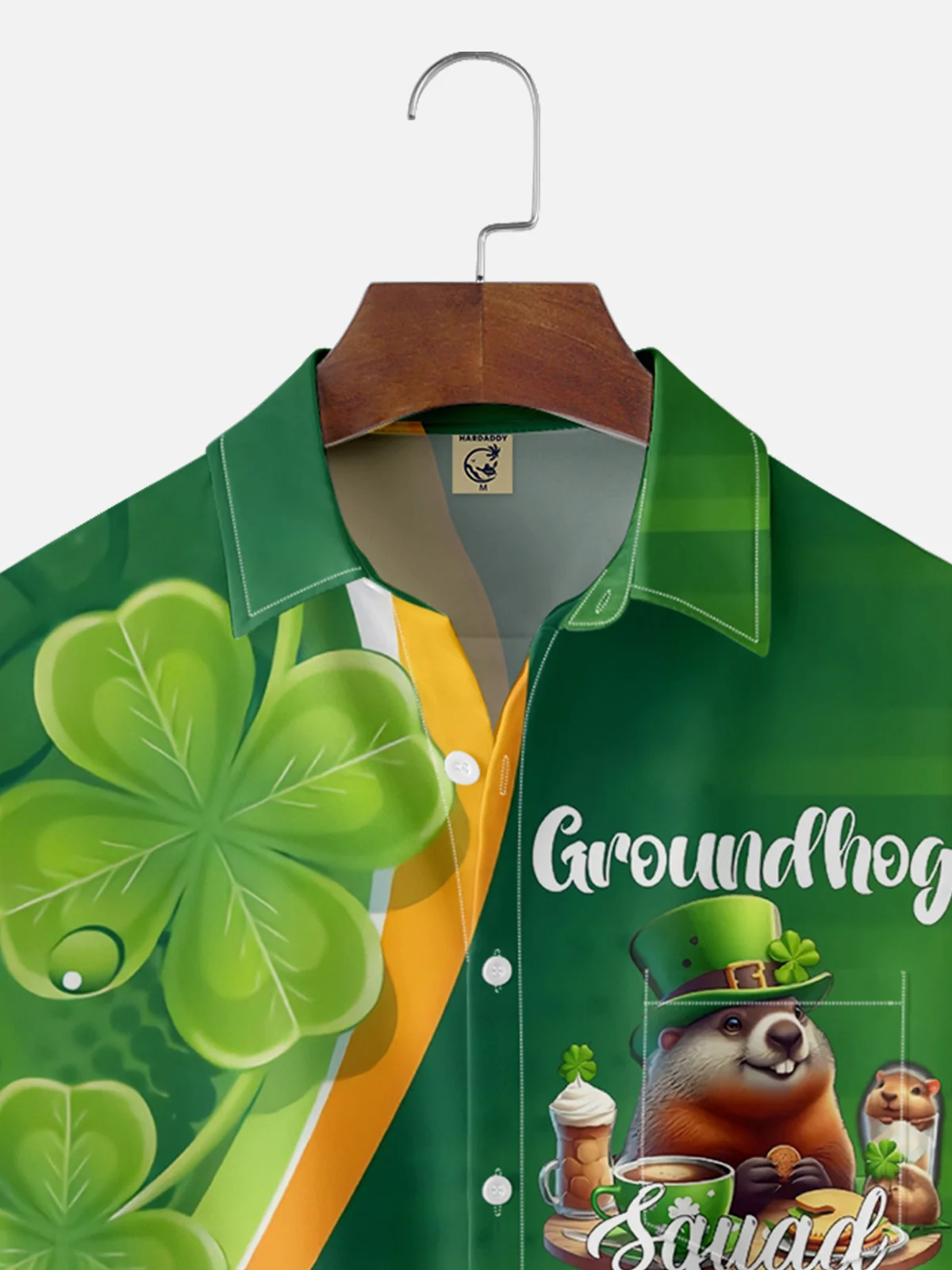 Moisture Wicking St. Patrick's Day Groundhog Day Chest Pocket Casual Shirt