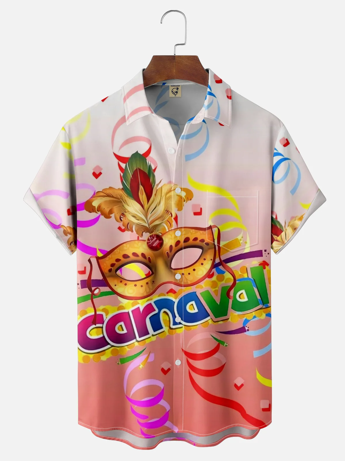 Moisture-wicking Mardi Gras Carnival Mask Chest Pocket Casual Shirt