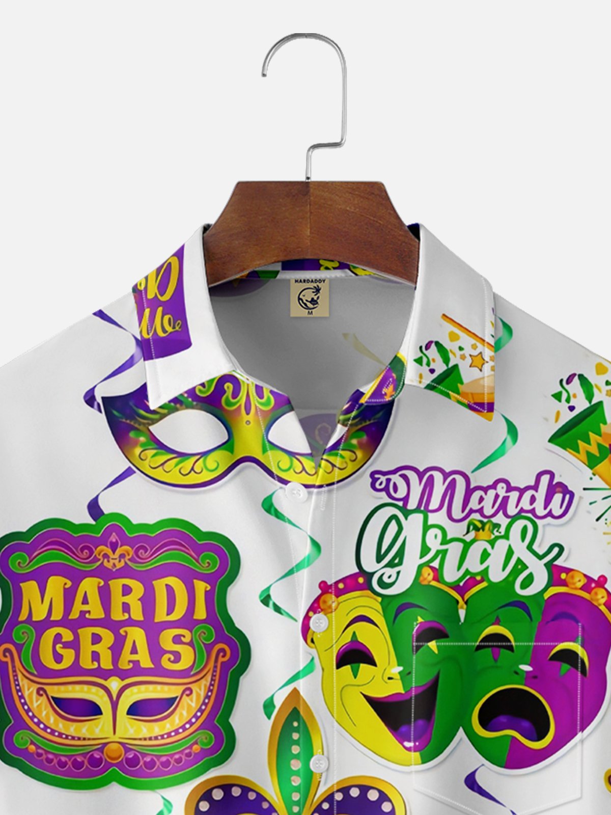 Moisture-wicking Mardi Gras Mask Fleur de Lis Celebration Chest Pocket Casual Shirt