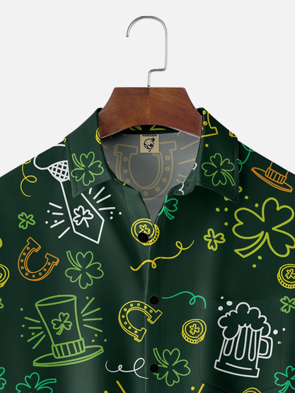 Four-Leaf Clover Graphic Casual Breathable Short Sleeve Hawaiian Shirts