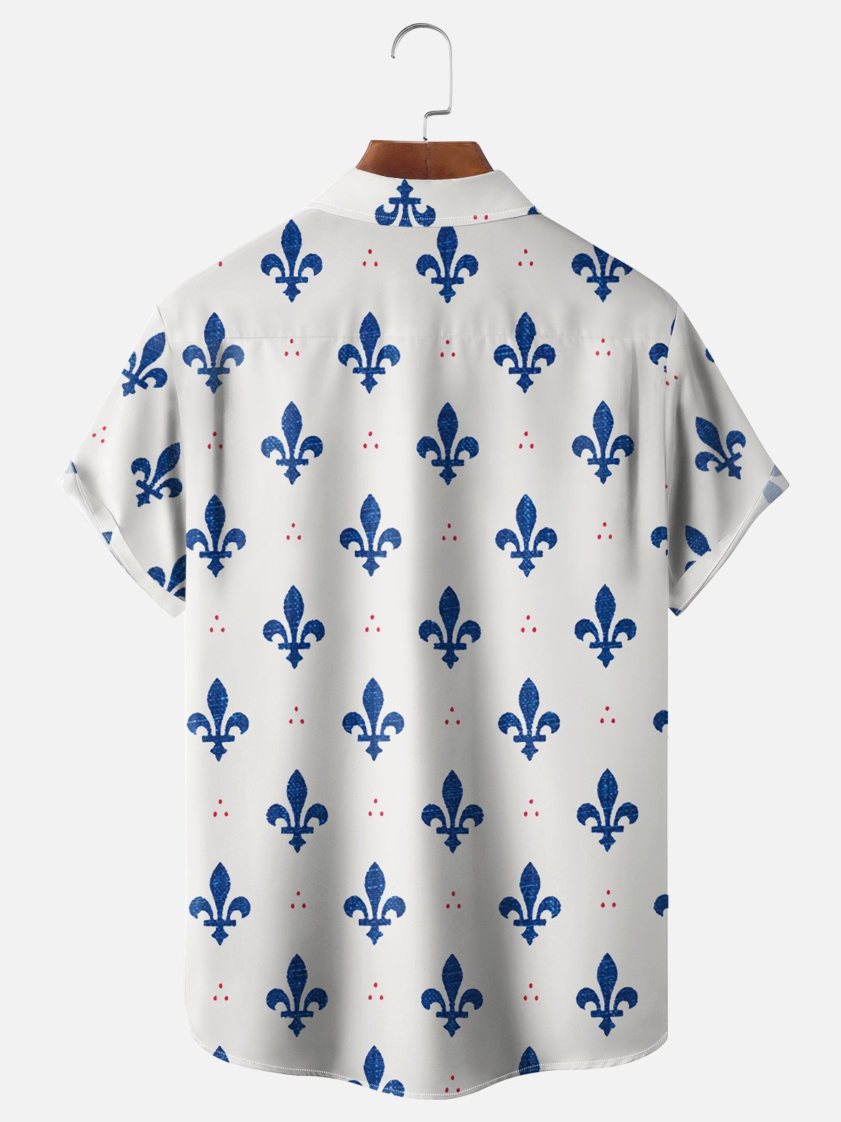 Mens Fleur de lis Print Casual Breathable Short Sleeve Hawaiian Shirts