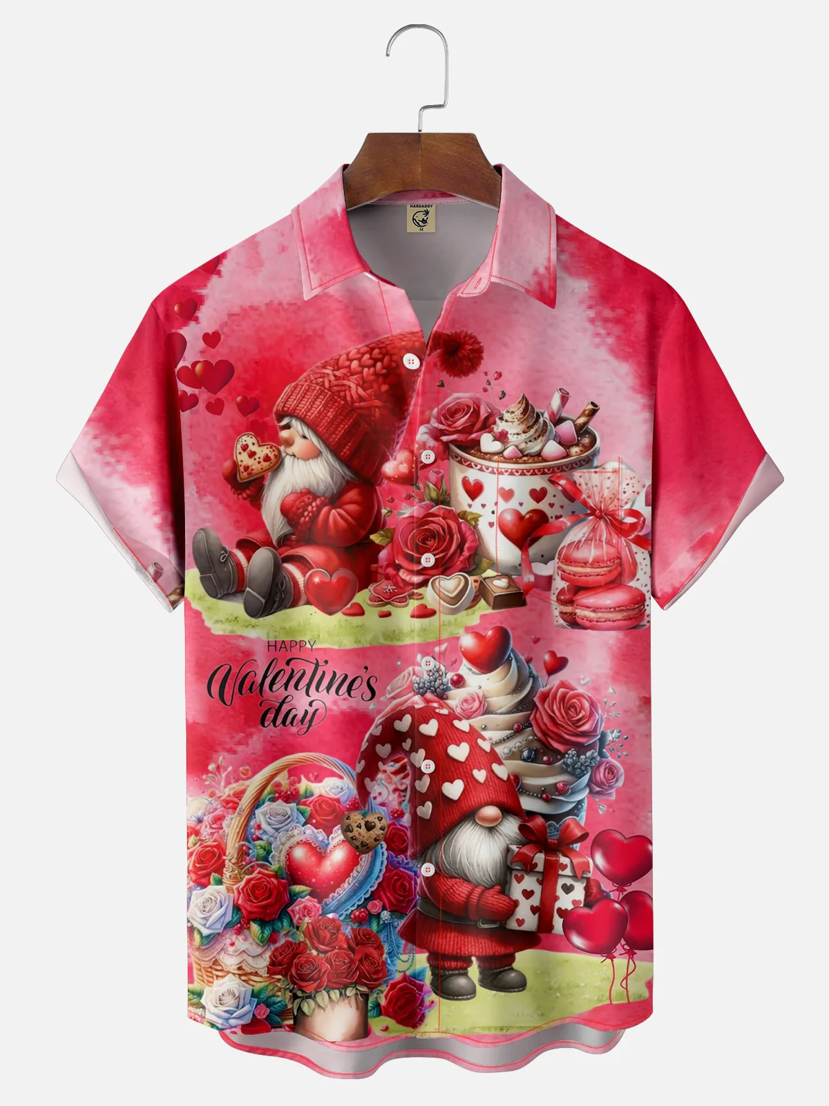 Moisture-wicking St Valentine‘s Day Chest Pocket Casual Shirt