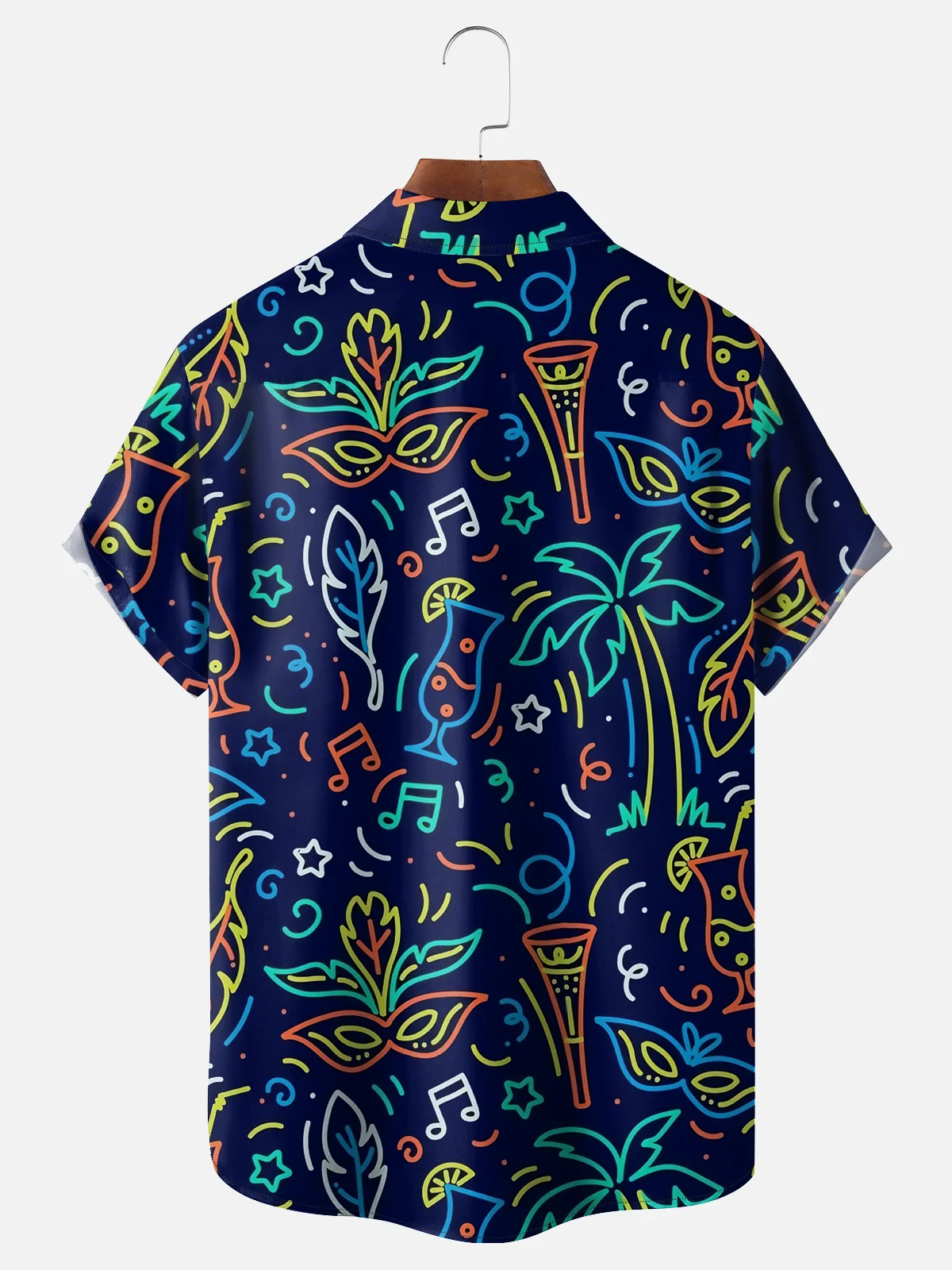 Mens Mardi Gras Carnival Print Casual Breathable Short Sleeve Hawaiian Shirts