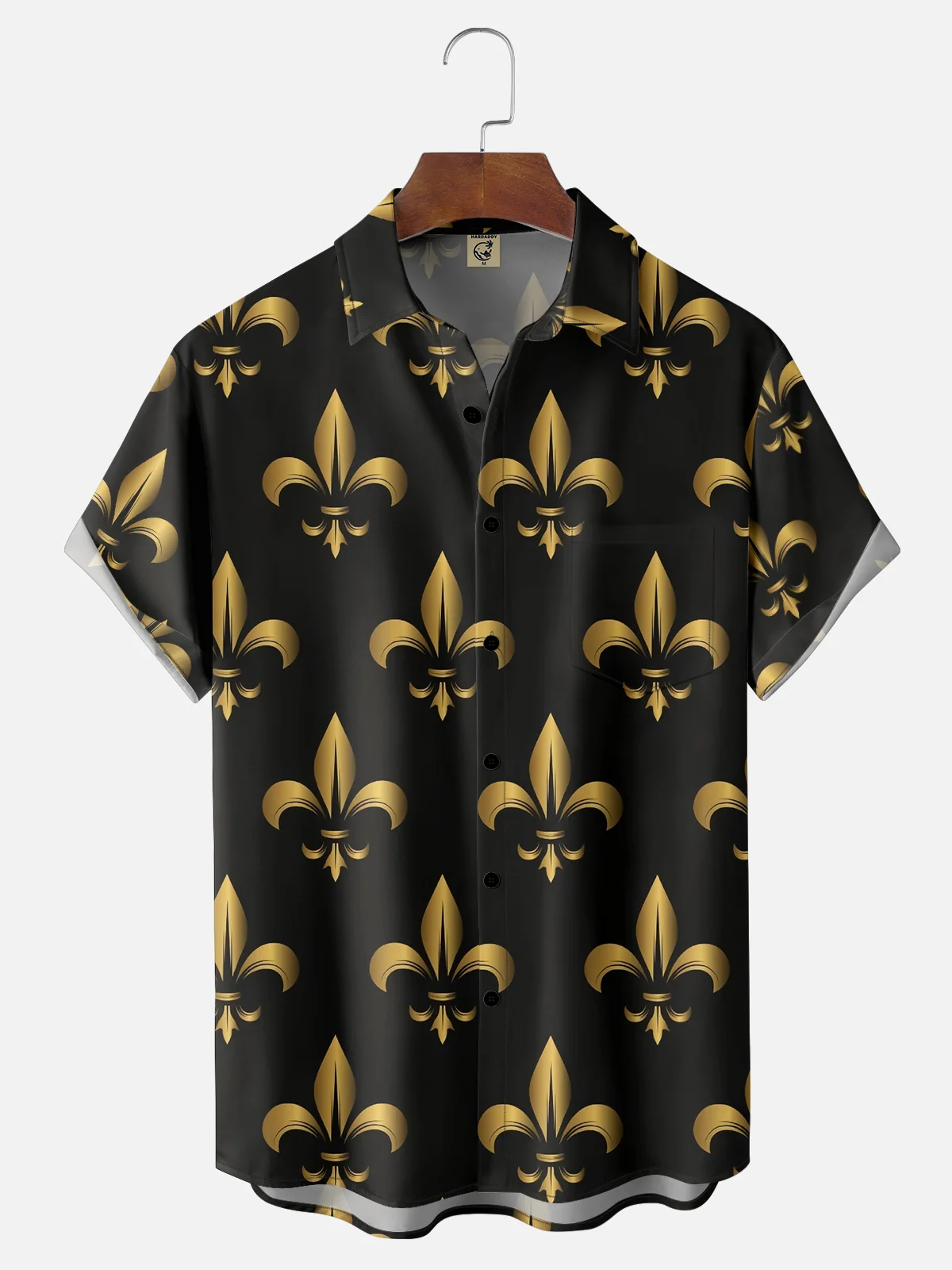 Mens Fleur de lis Print Casual Breathable Short Sleeve Hawaiian Shirts