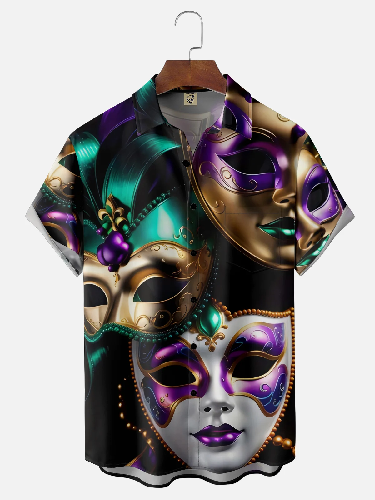 Moisture-wicking Mardi Gras Carnival Mask Chest Pocket Casual Shirt