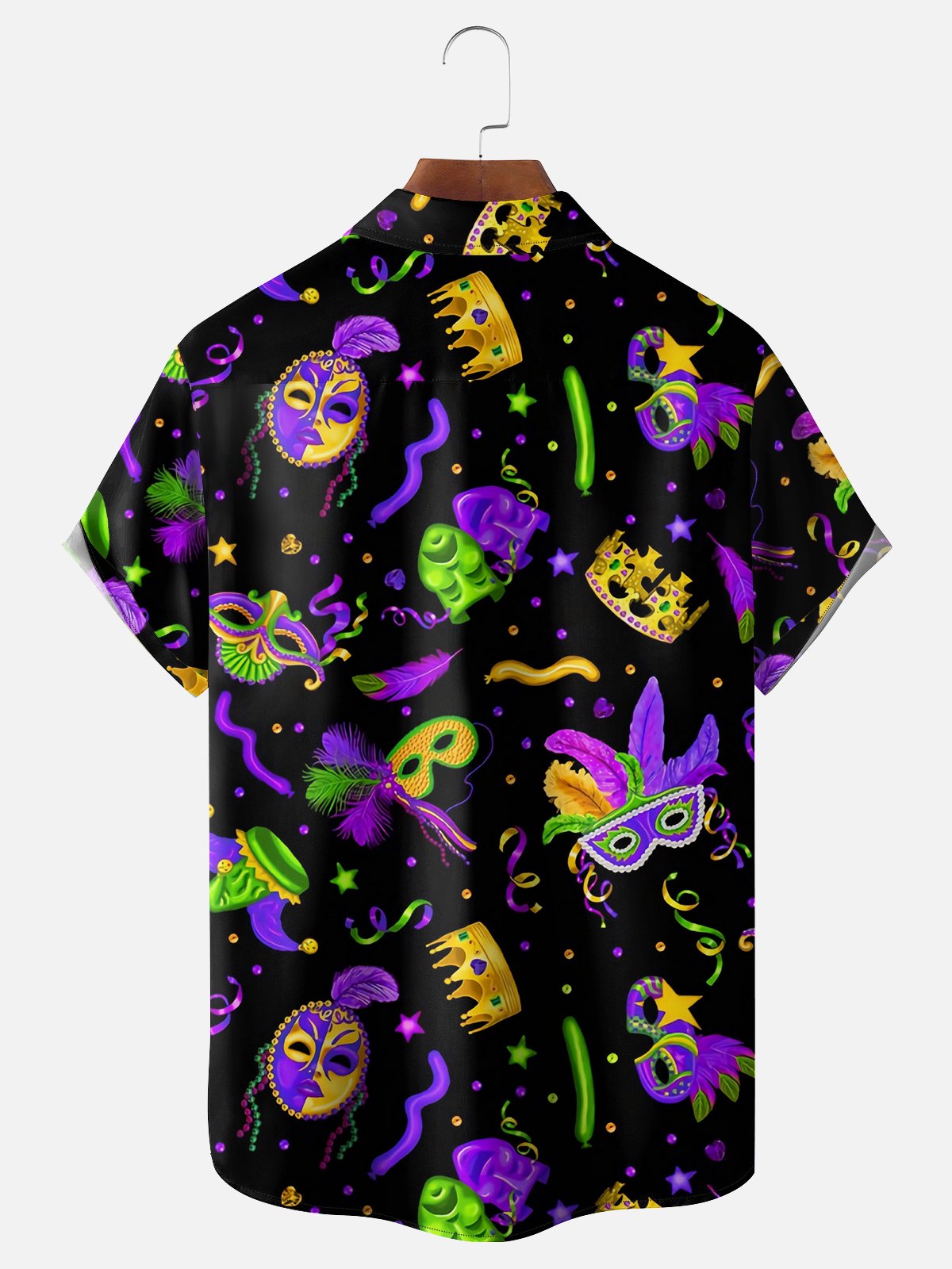 Moisture-wicking Mardi Gras Carnival Mask Chest Pocket Casual Shirt