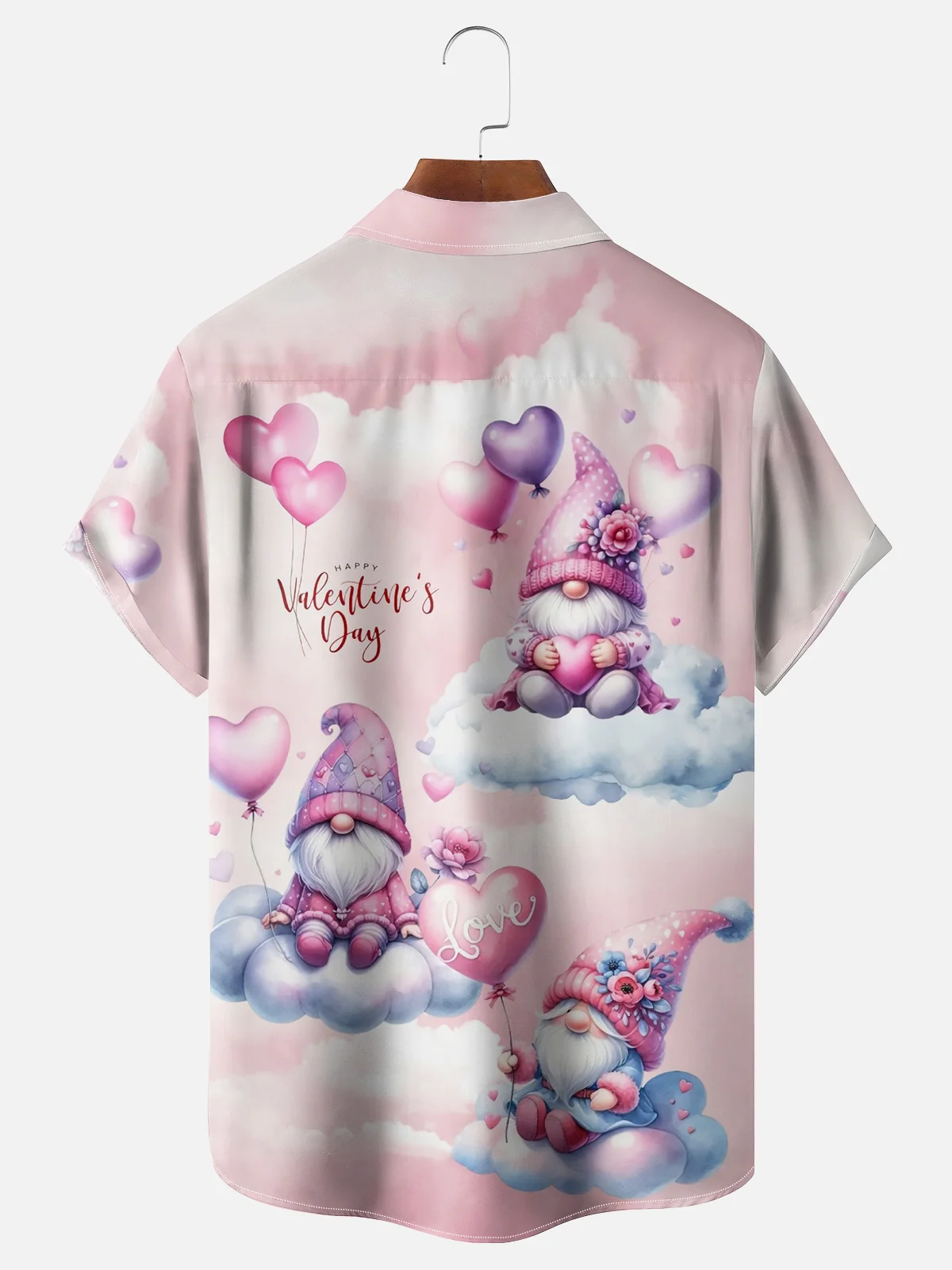 Moisture-wicking St Valentine Lover Heart Gnomes Chest Pocket Casual Shirt