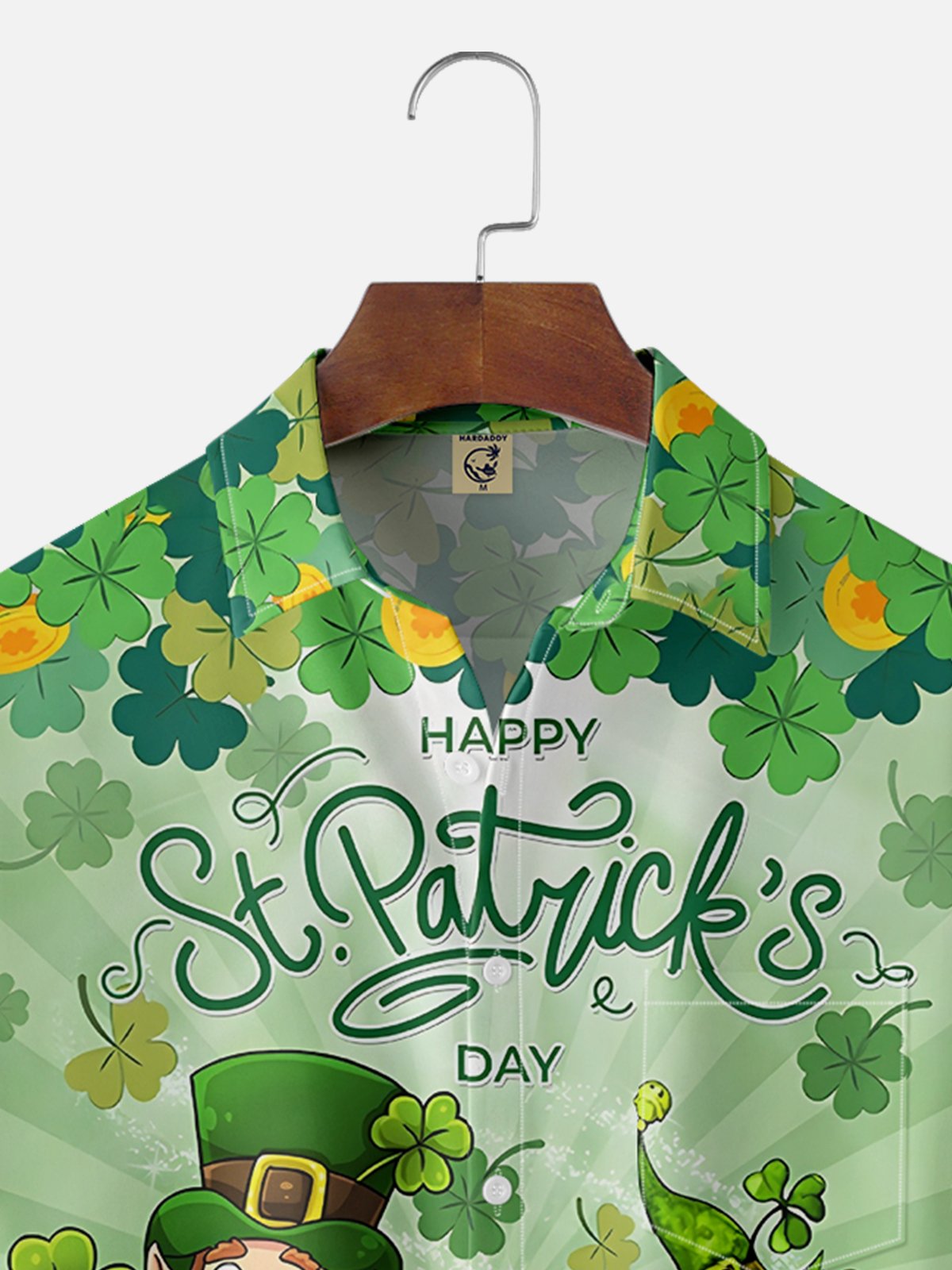 Moisture-wicking St. Patrick's Day Gnome Shamrock Chest Pocket Casual Shirt