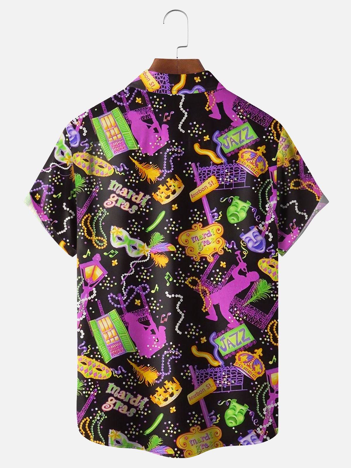 Moisture-wicking Mardi Gras Carnival Mask Chest Pocket Casual Shirt