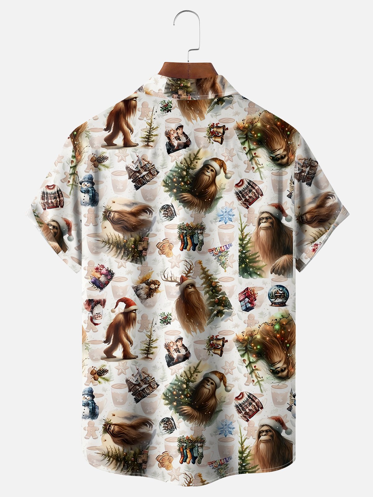 Moisture-wicking Christmas Bigfoot Santa Chest Pocket Hawaiian Shirt