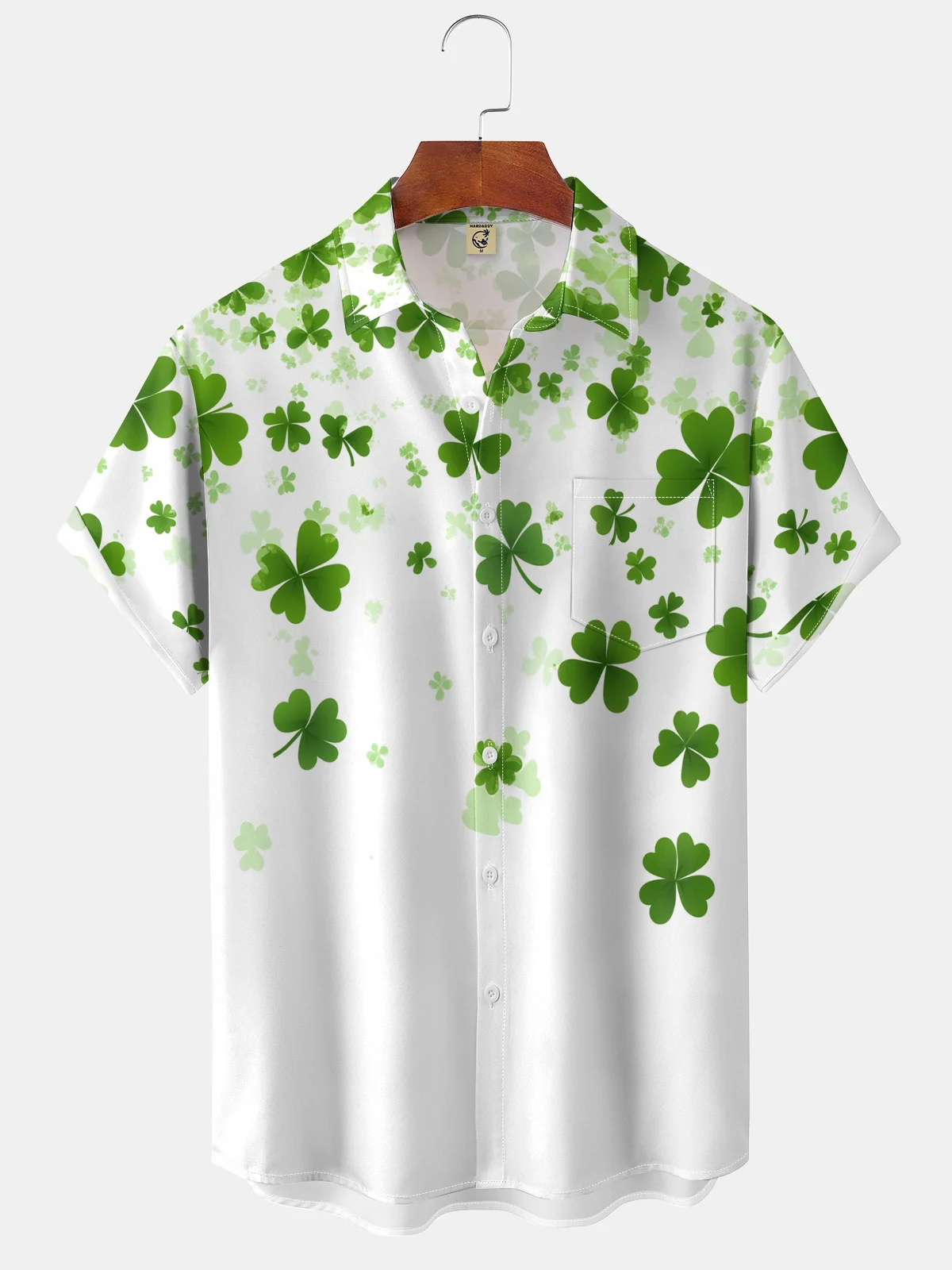 Moisture-wicking St Patricks Day Shamrock Chest Pocket Casual Shirt