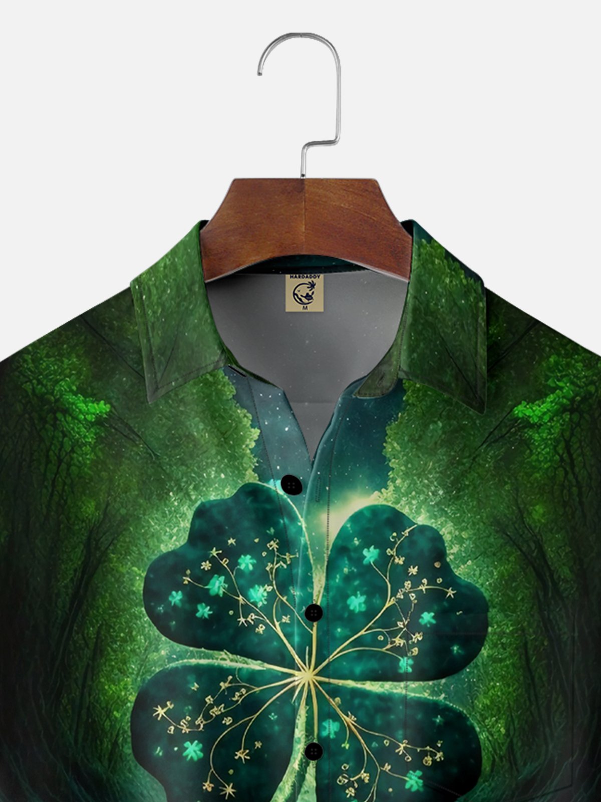 Moisture-wicking St. Patrick's Day Four Leaf Clover Chest Pocket Casual Shirt