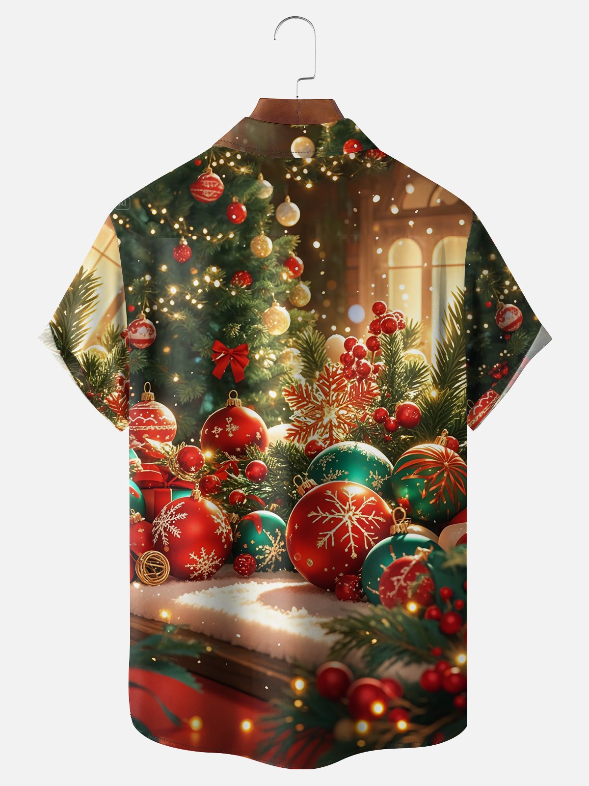 Moisture-wicking Christmas Decorations Chest Pocket Casual Shirt