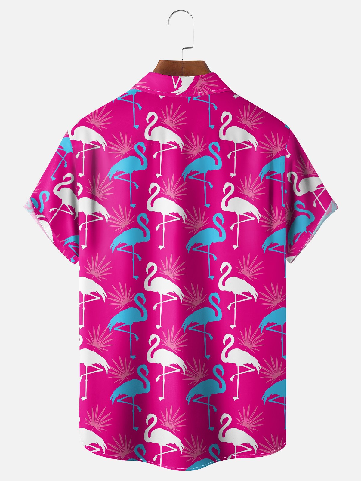 Moisture Wicking Hawaiian Flamingo Chest Pocket Casual Shirt