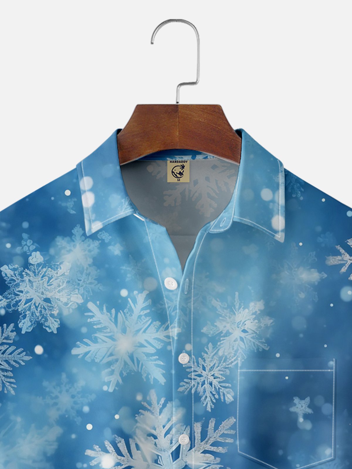 Moisture-wicking Christmas Snowflake Chest Pocket Casual Shirt