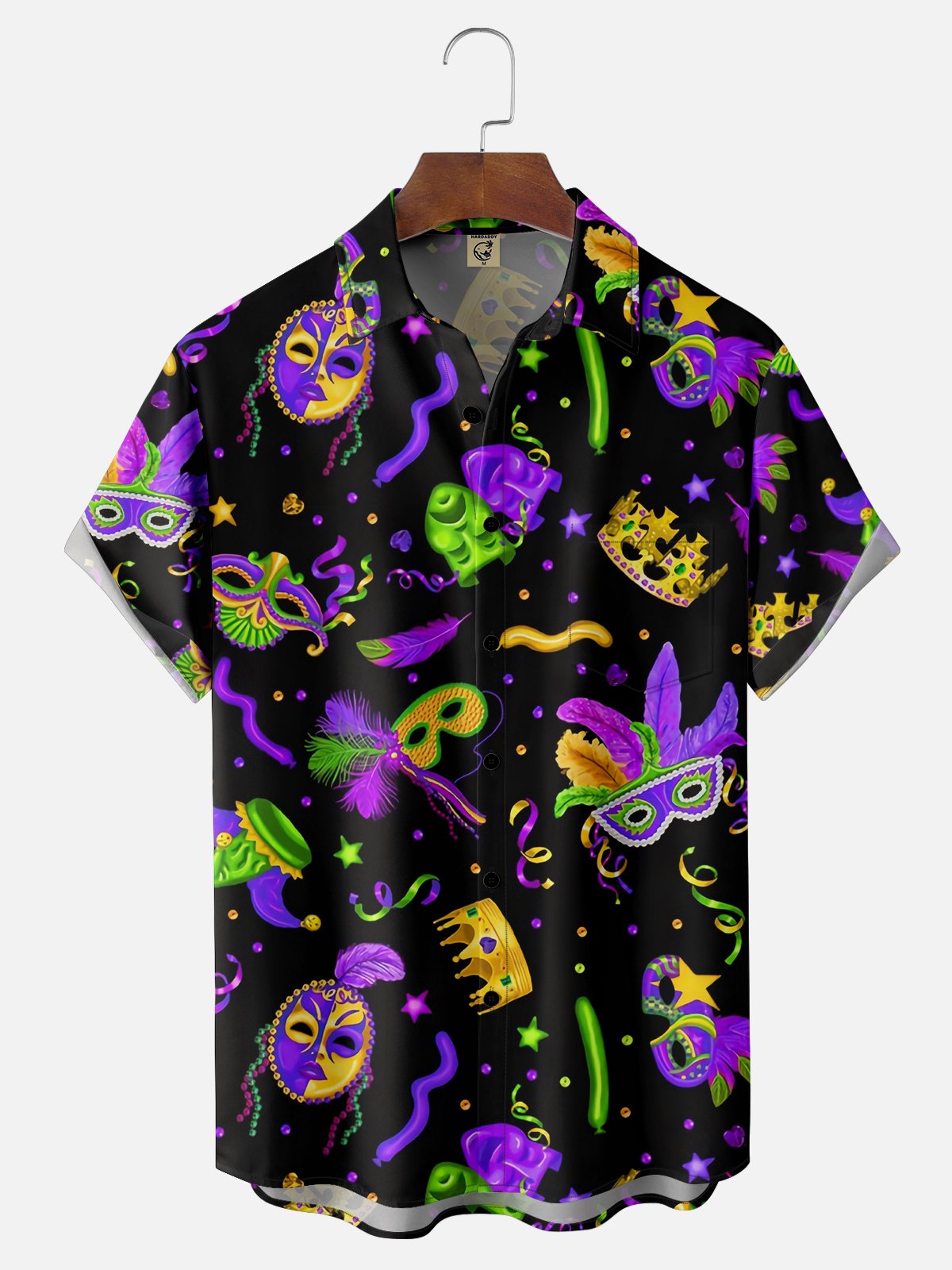 Moisture-wicking Mardi Gras Carnival Mask Chest Pocket Casual Shirt