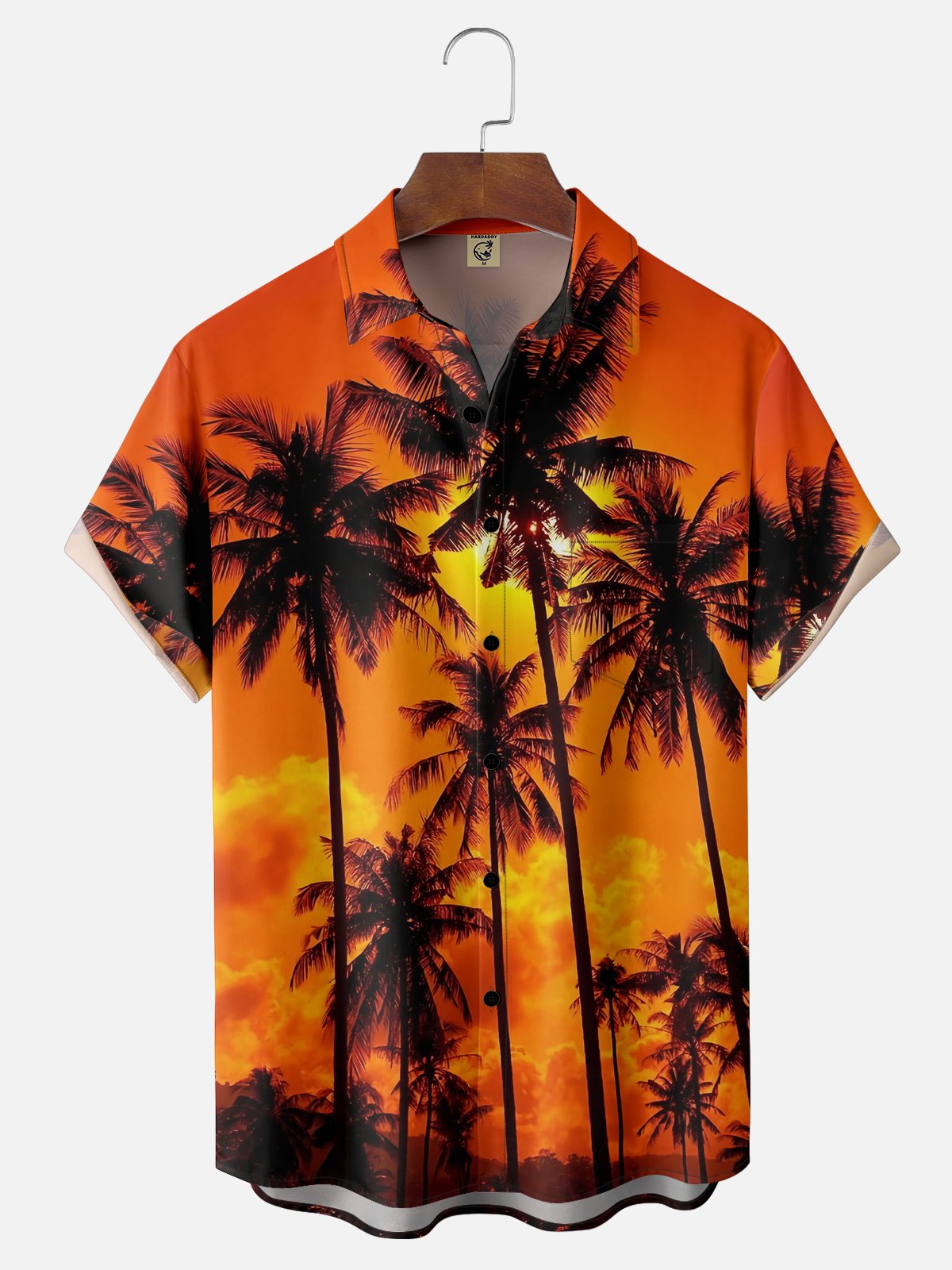 Moisture-wicking Palm Tree Chest Pocket Hawaiian Shirt