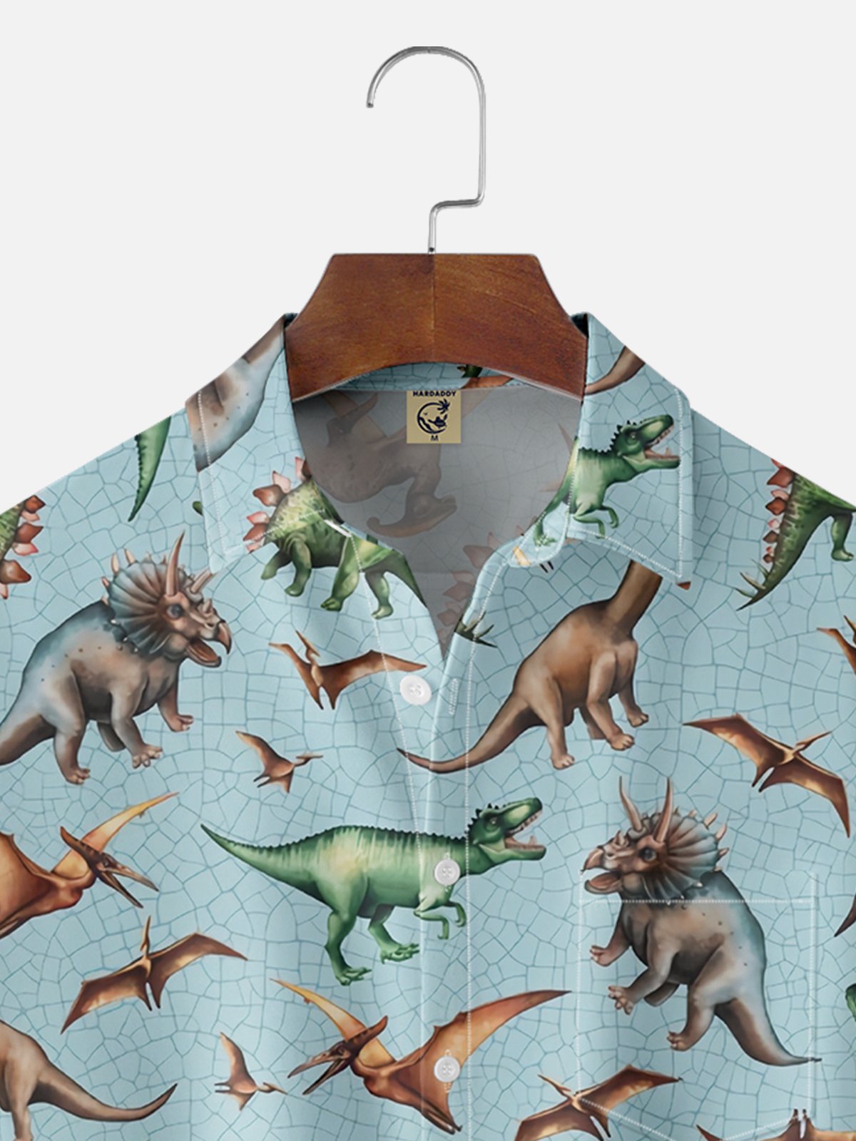 Moisture-wicking Dinosaur Chest Pocket Hawaiian Shirt